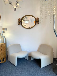 Pair of Slipper Chairs Alky Bouclé Fabric by Giancarlo Piretti, Italy, 1969