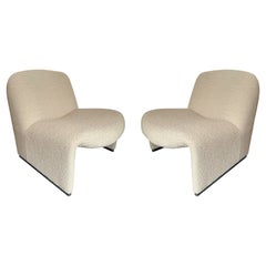 Paire de fauteuils pantoufles en tissu bouclé Alky par Giancarlo Piretti, Italie, 1969