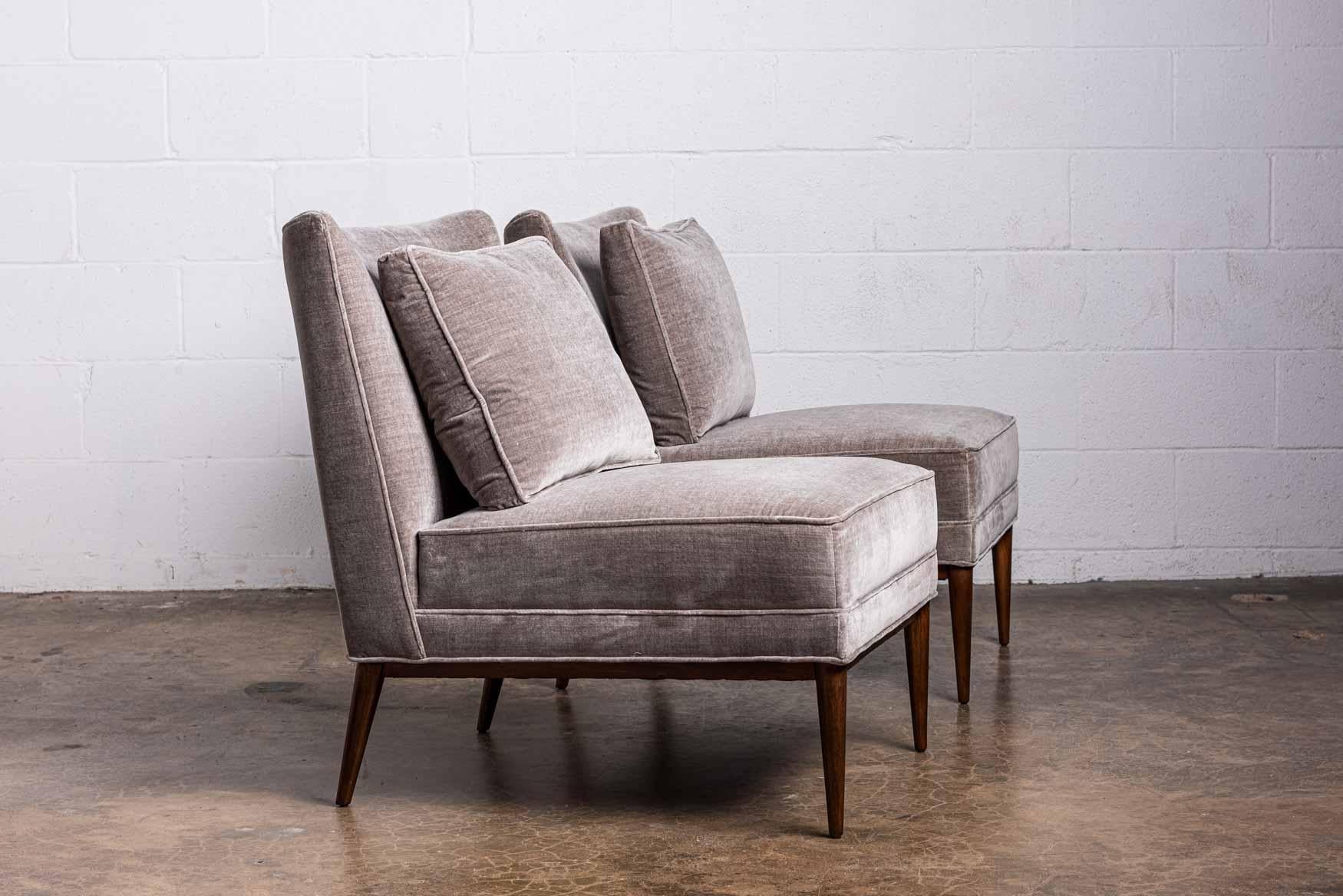 Mid-20th Century Pair of Slipper Chairs and Ottoman by Paul McCobb