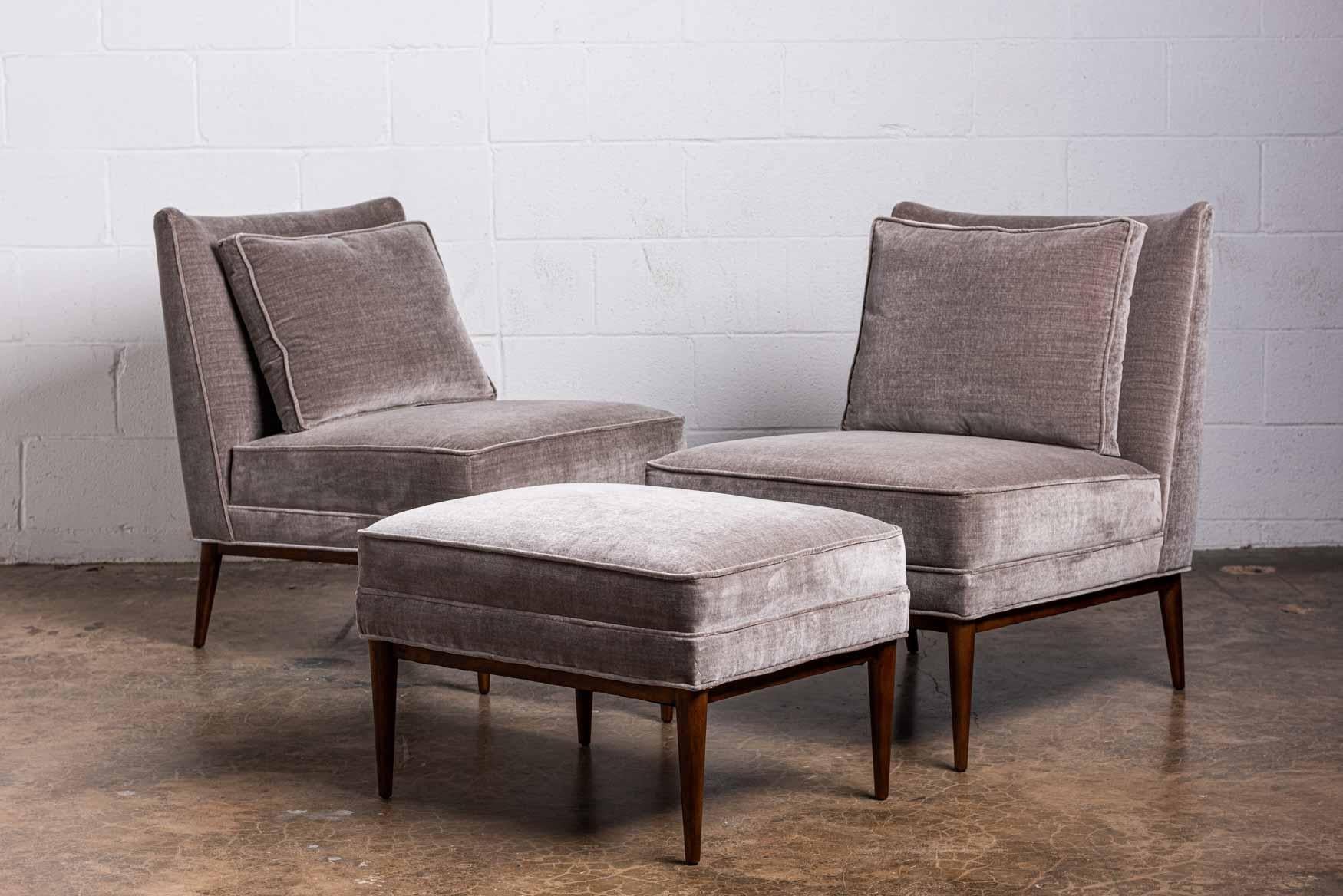 Pair of Slipper Chairs and Ottoman by Paul McCobb 4