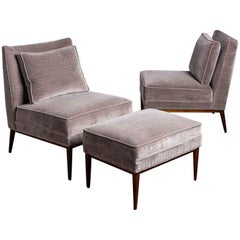 Pair of Slipper Chairs and Ottoman by Paul McCobb