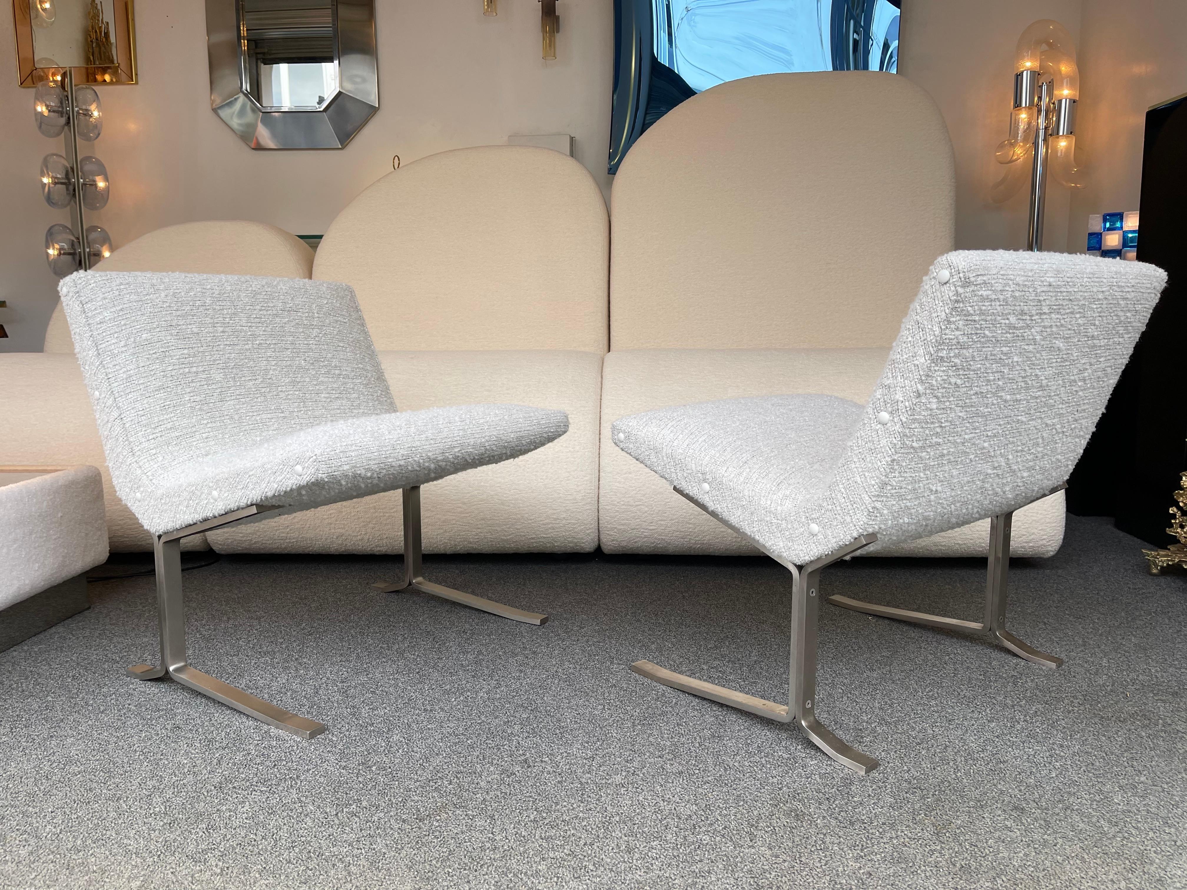 Pair of Slipper Chairs Bouclé Fabric by Formanova, Italy, 1960s 2