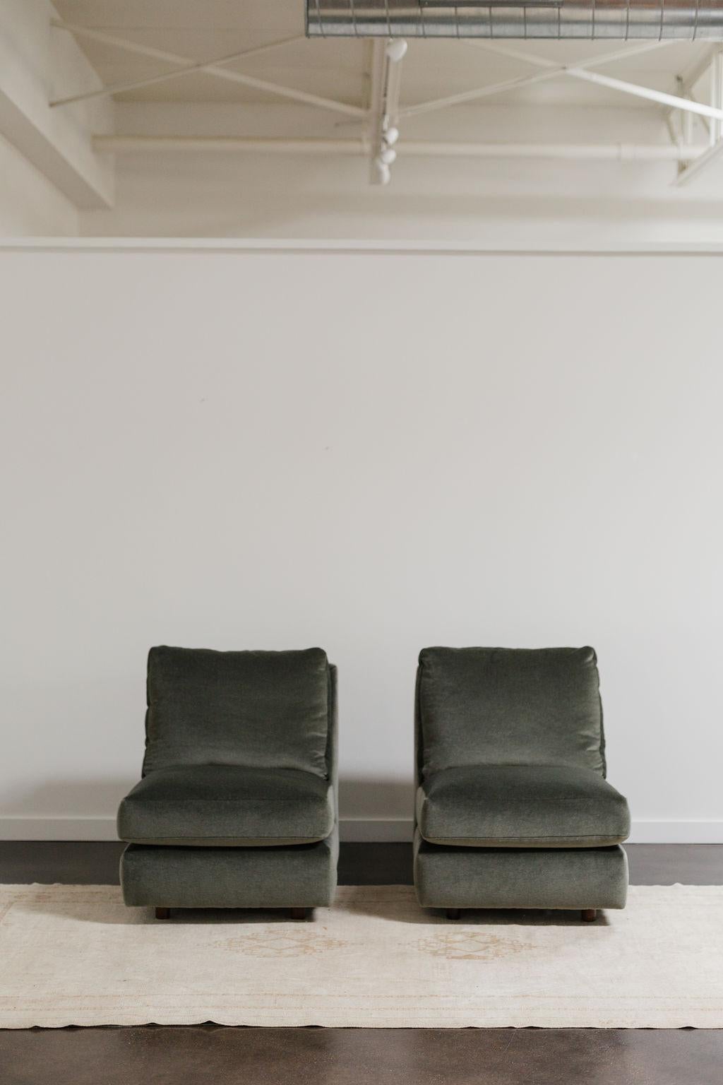 Modern Pair of Slipper Chairs by Burov Paris For Sale