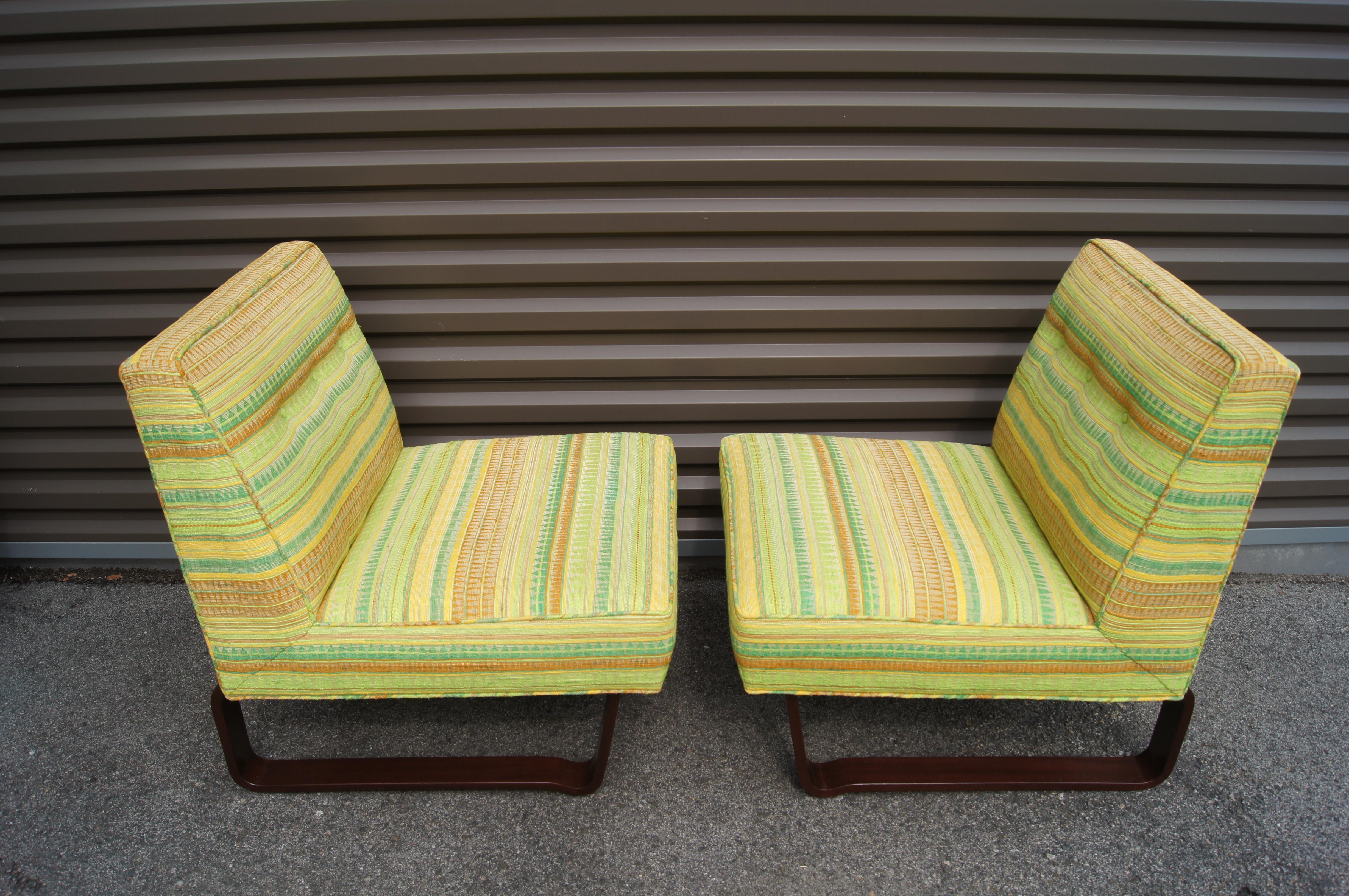 Mid-Century Modern Pair of Slipper Chairs by Edward Wormley for Dunbar