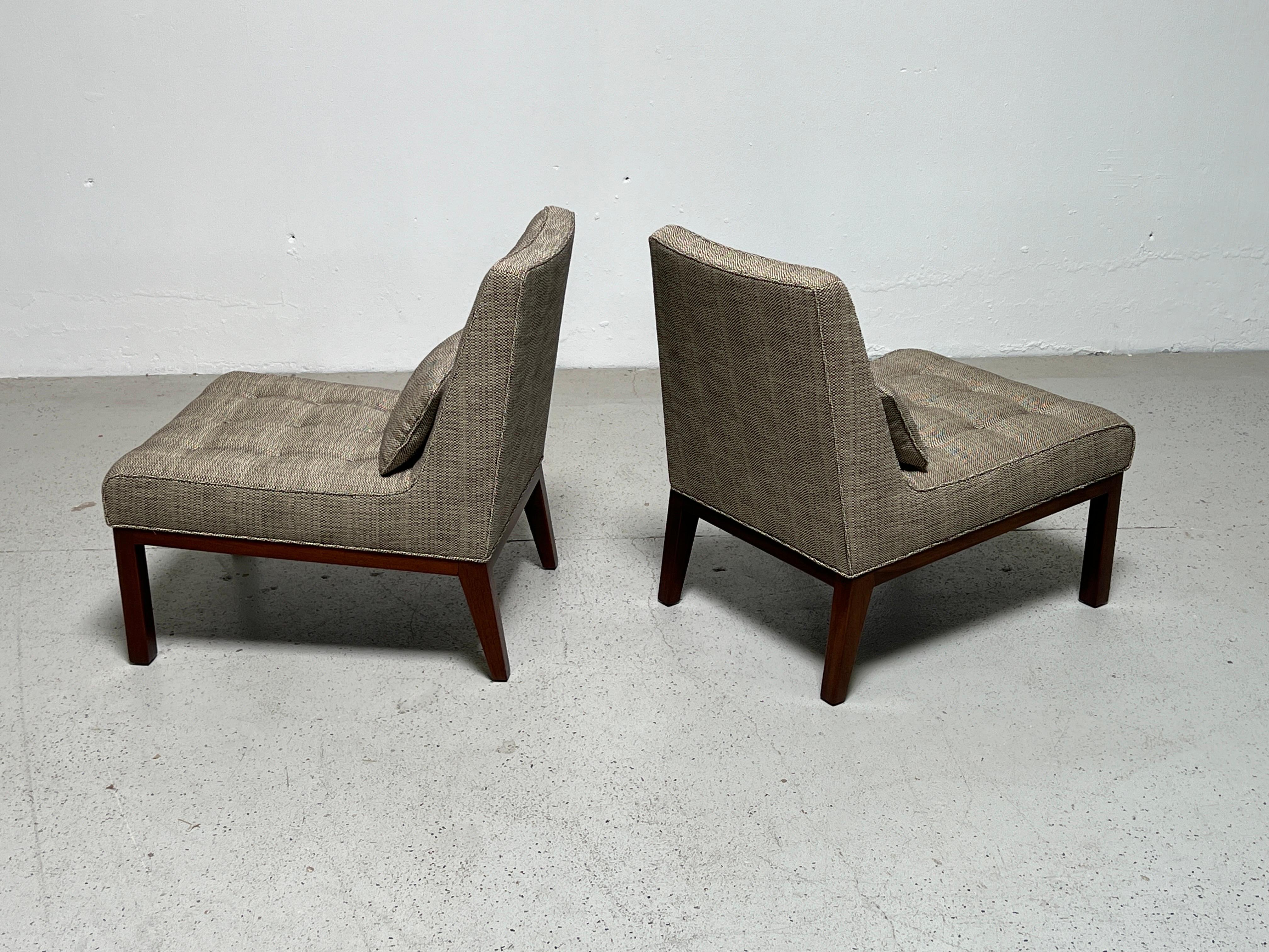 Paar Sessel ohne Armlehne von Edward Wormley für Dunbar (Mitte des 20. Jahrhunderts) im Angebot
