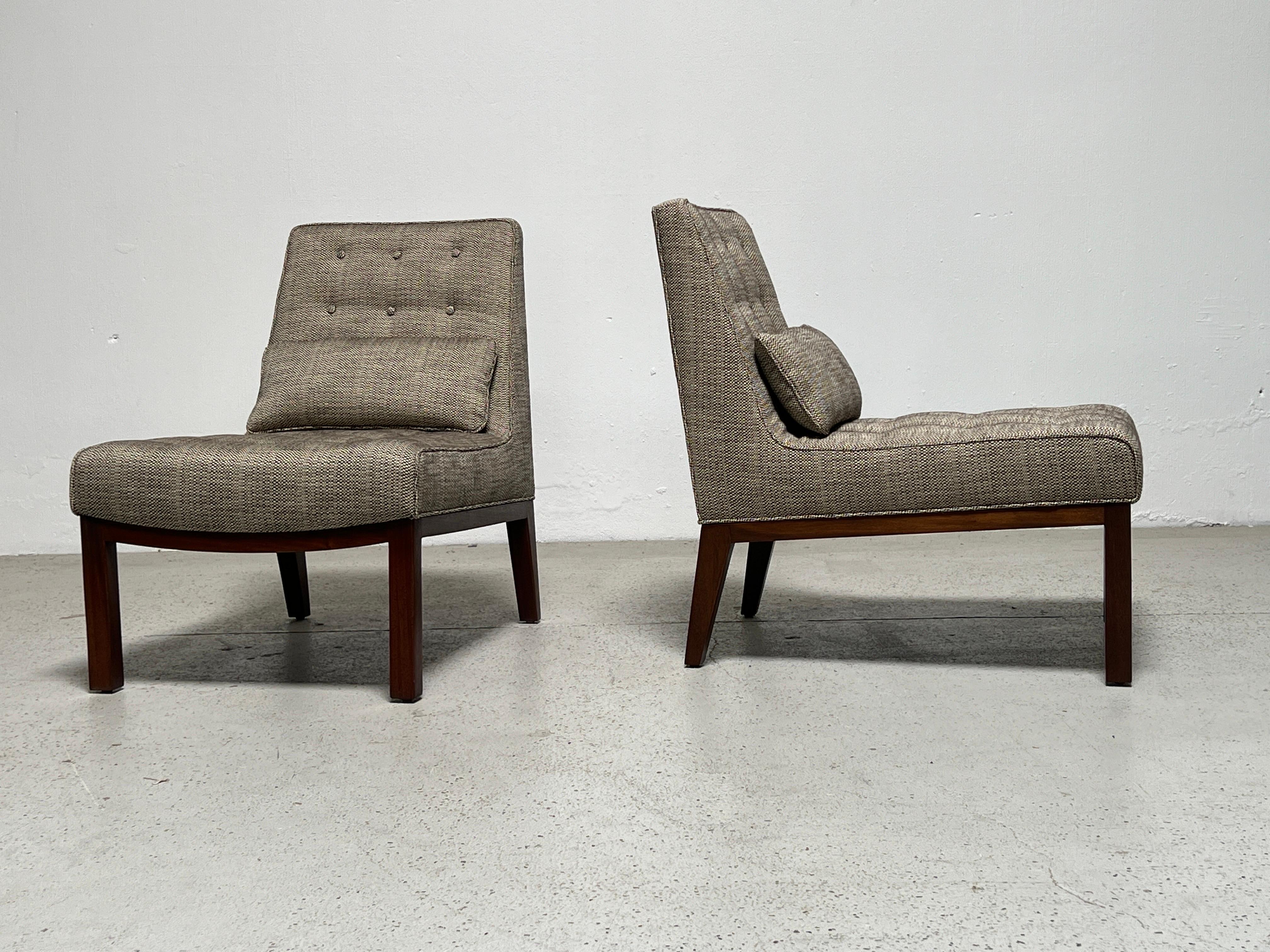 Mahogany Pair of Slipper Chairs by Edward Wormley for Dunbar For Sale