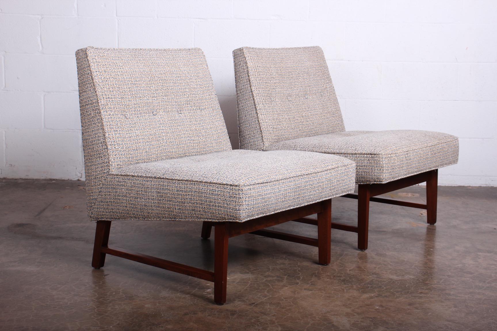 Mahogany Pair of Slipper Chairs by Edward Wormley for Dunbar For Sale