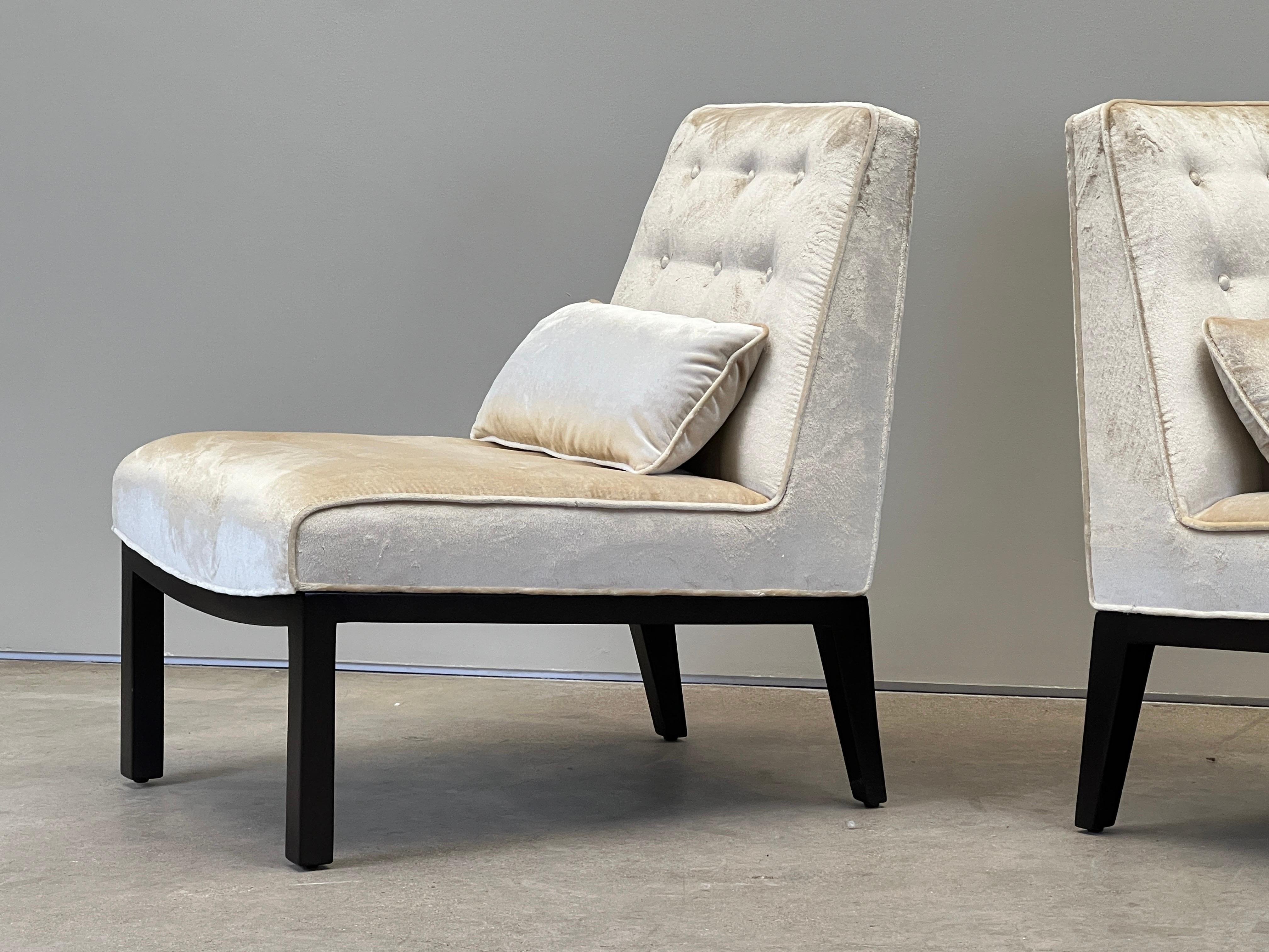 Paire de chaises pantoufles par Edward Wormley pour Dunbar en vente 1