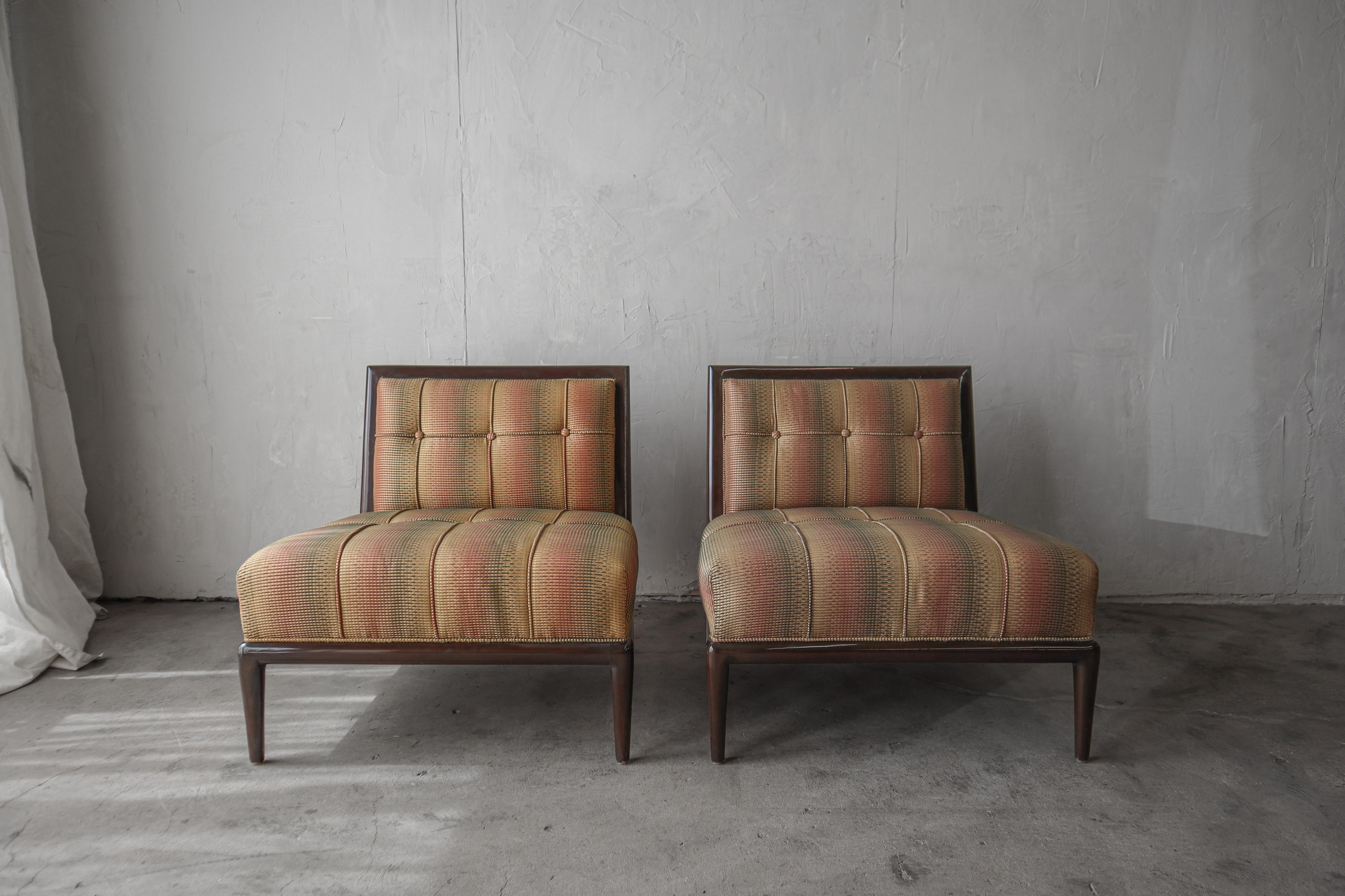 Wood Pair of Slipper Chairs by Nancy Corzine