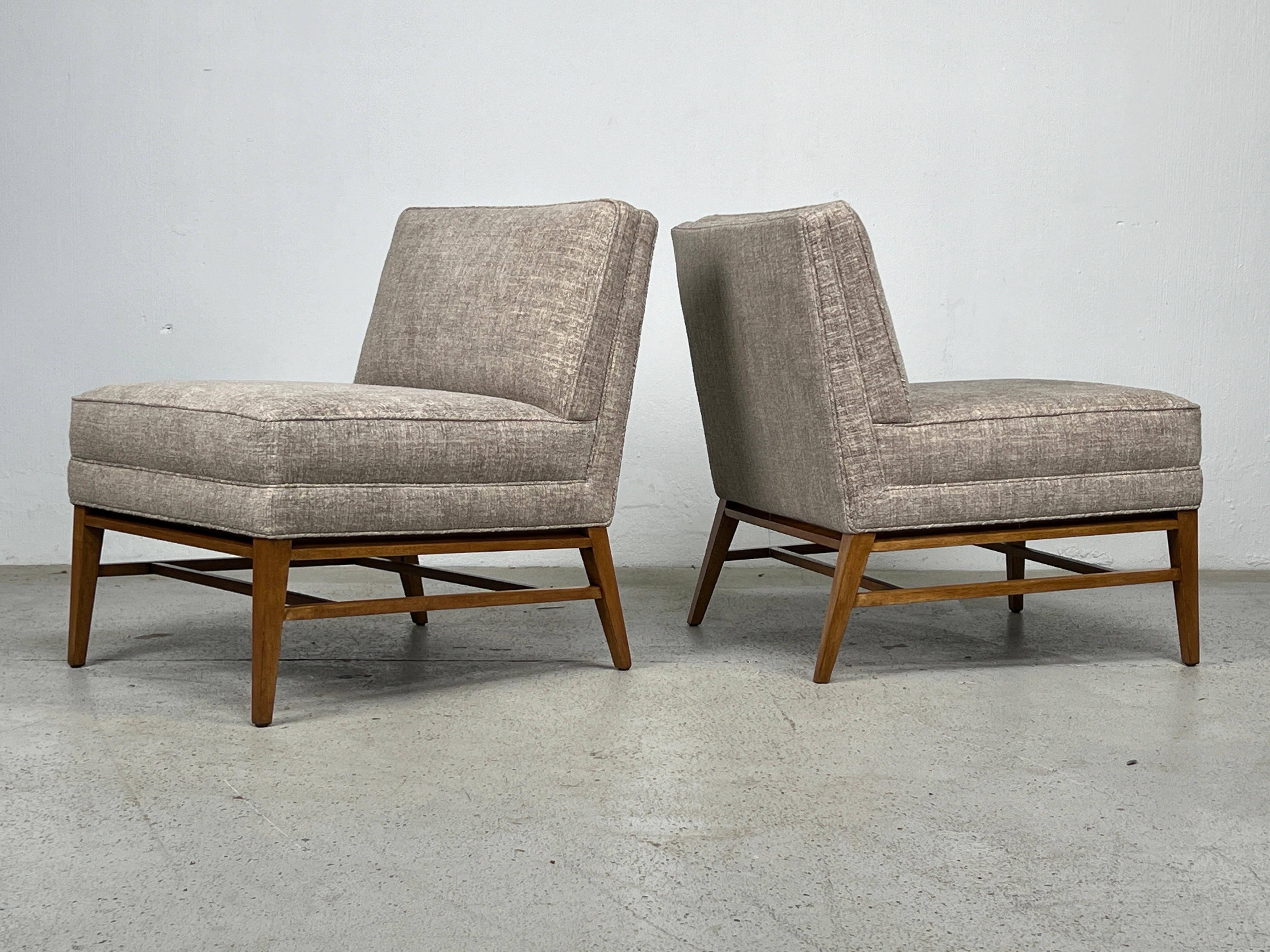 Fabric Pair of Slipper Chairs by Paul McCobb  For Sale