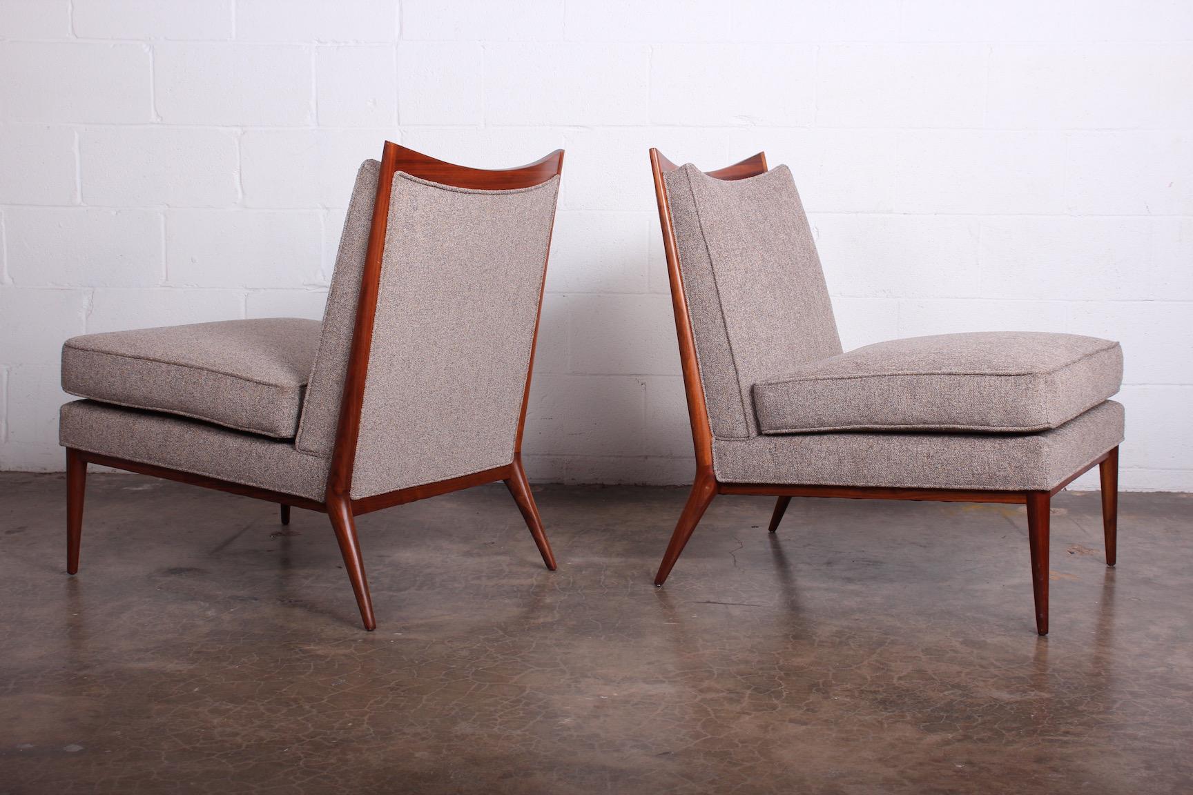 Walnut Pair of Slipper Chairs by Paul McCobb