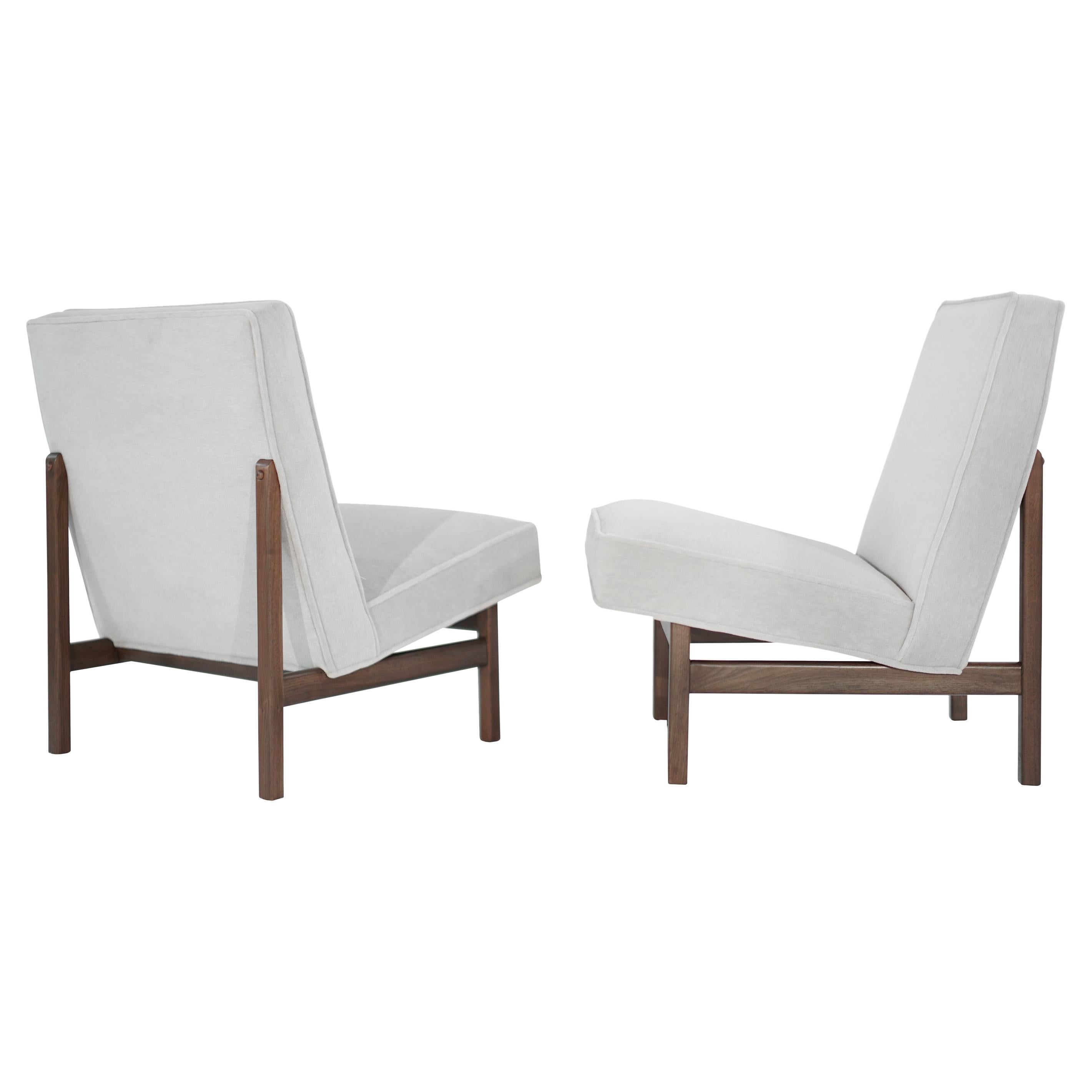Pair of Slipper Chairs in Alpaca Velvet by Florence Knoll