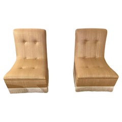 Pair of Slipper Chairs in Raw Silk