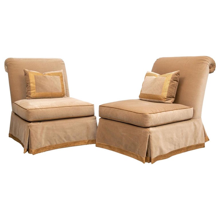 Pair Of Slipper Chairs In The Billy Baldwin Style For Sale At 1stdibs