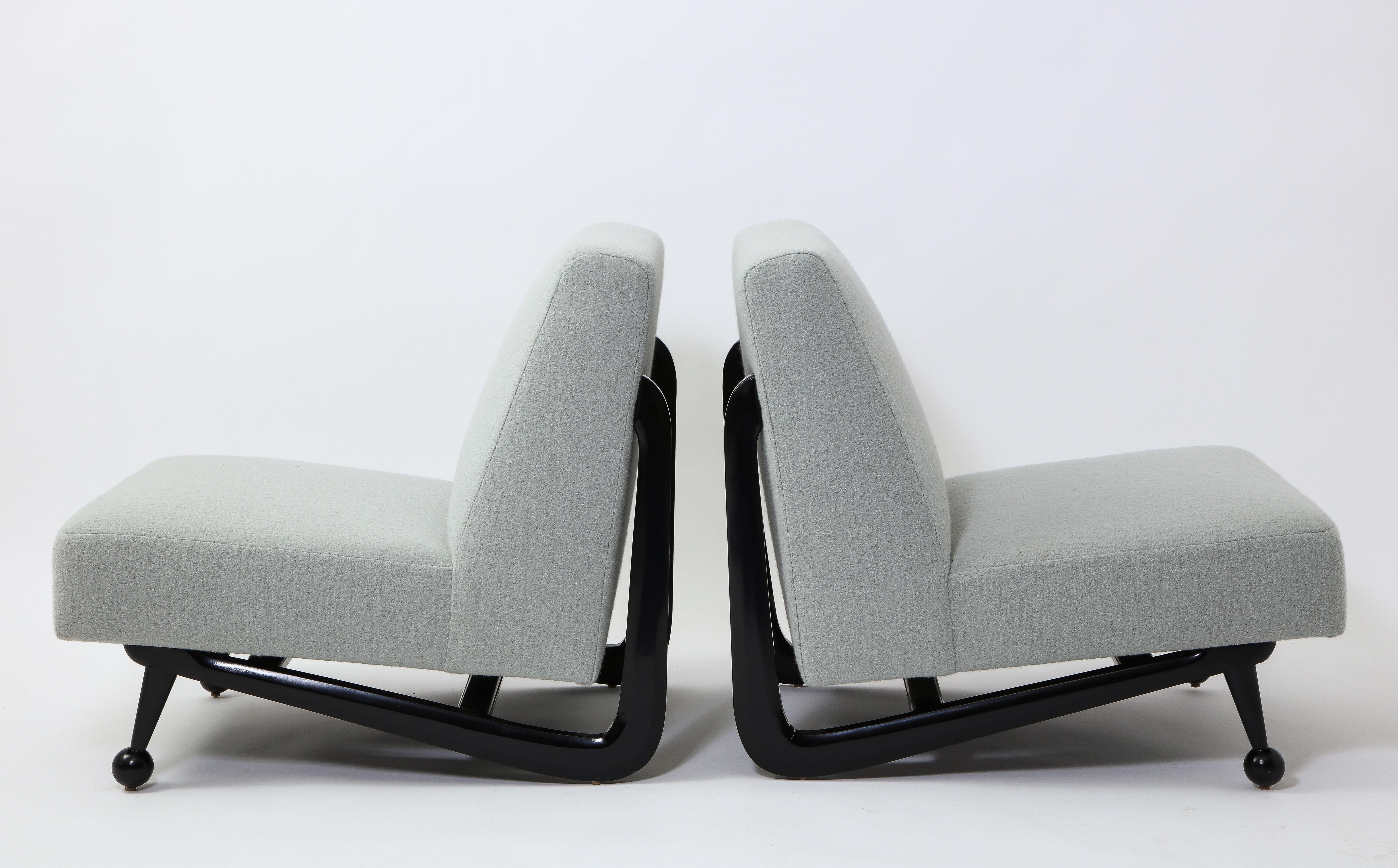 American Pair of Slipper Chairs in the Style of Paul Lazslo