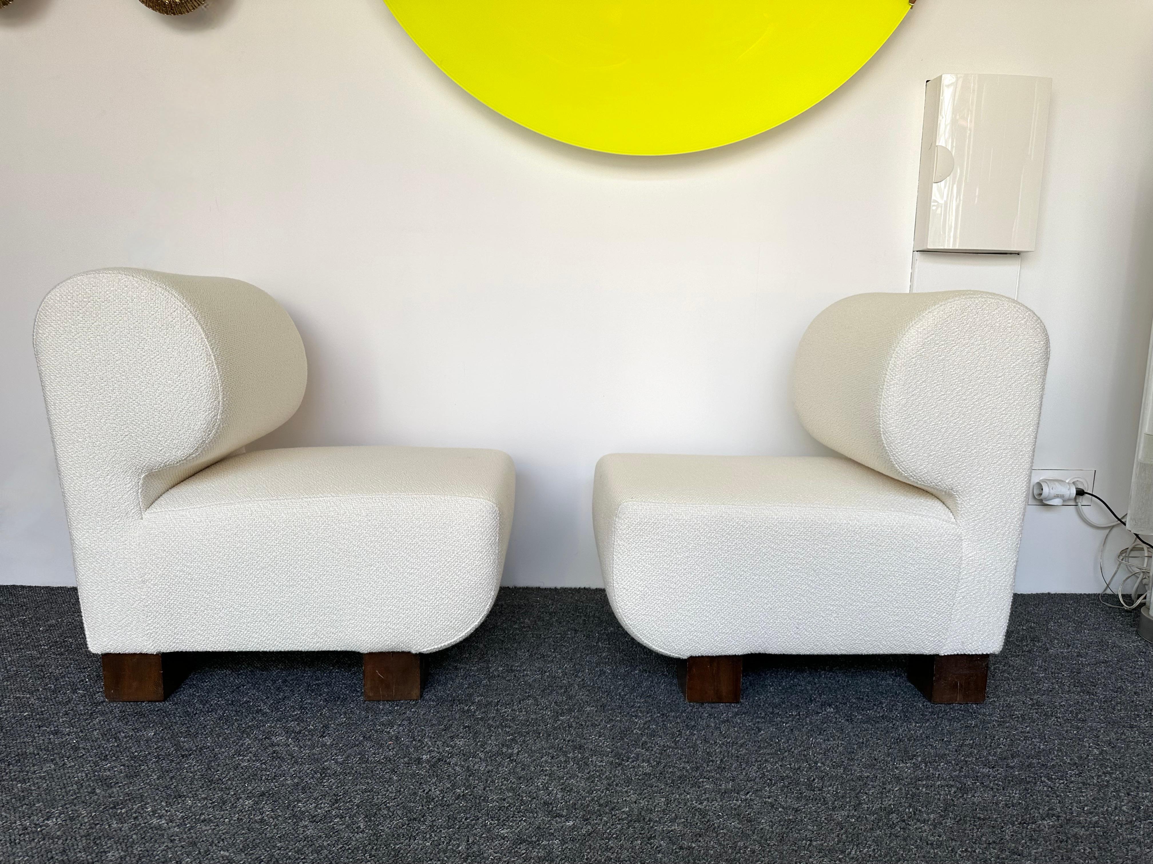 Italian Pair of Slipper Chairs P, Italy, 1970s For Sale