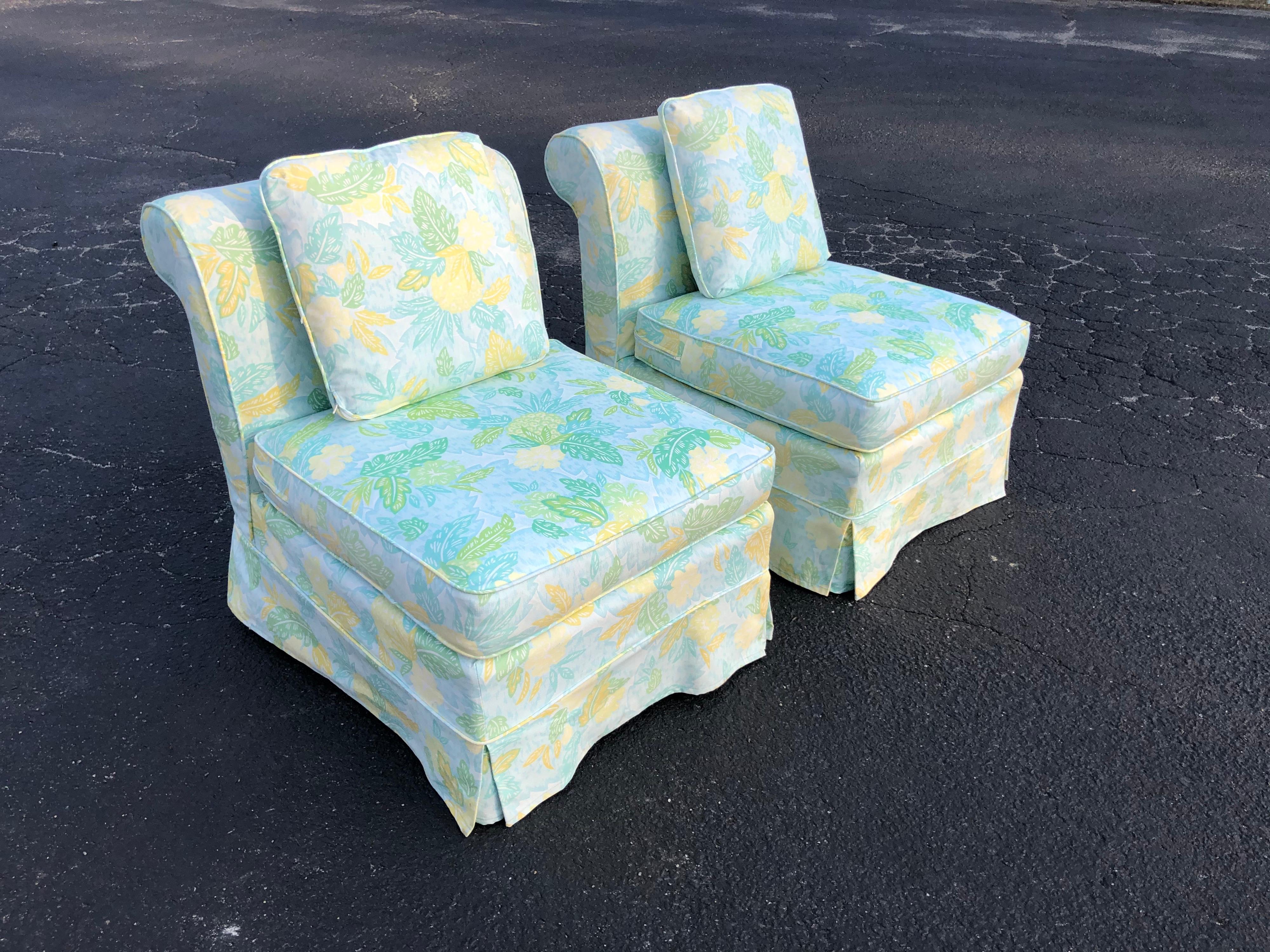 Late 20th Century Pair of Slipper Chairs with Cushion