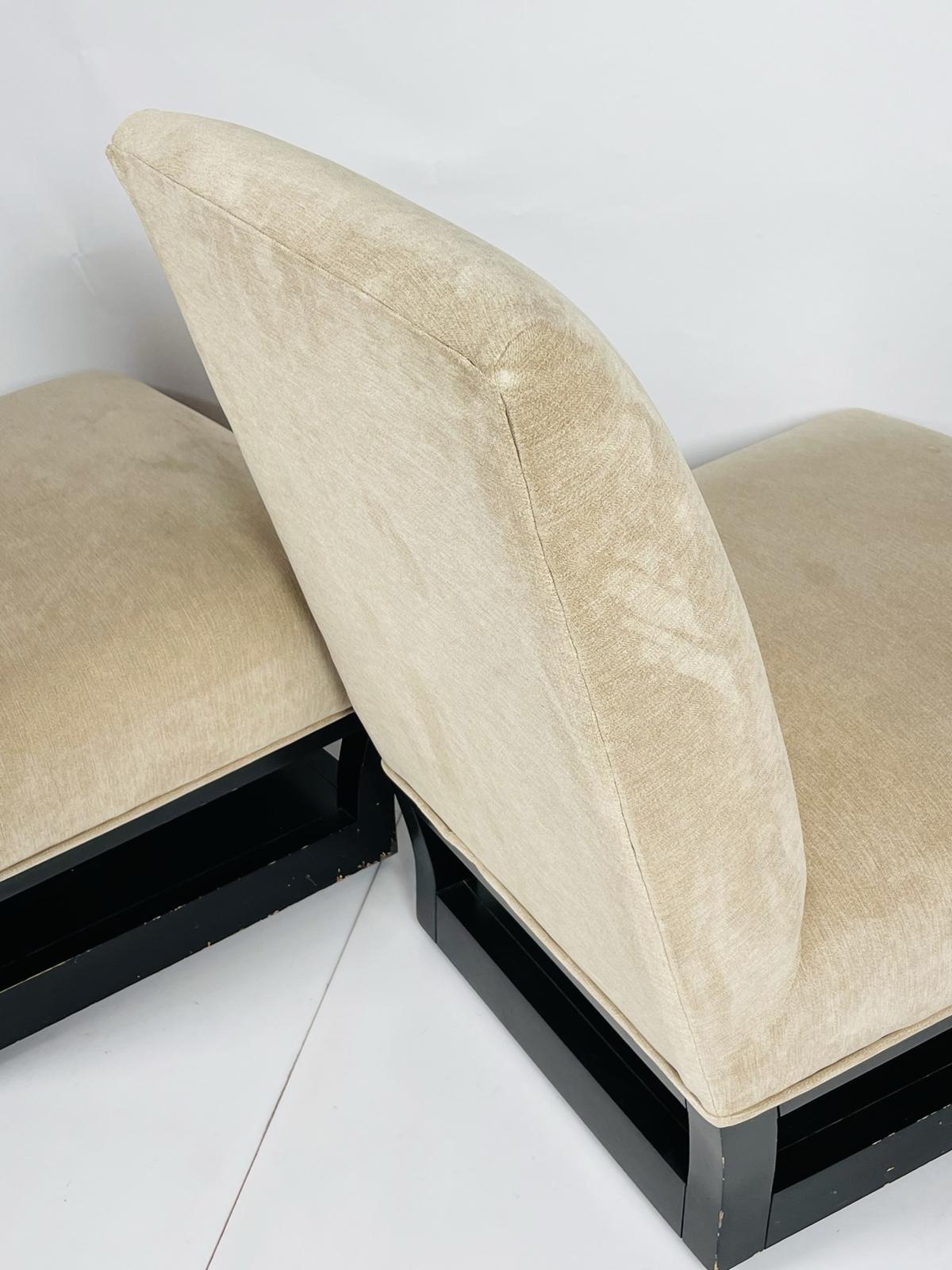 Pair of Slipper Chairs with Magazine/Shoe Shelf by John Hutton for Donghia 4