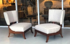 Pair of Slipper Lounge Klismos Chairs by Baker