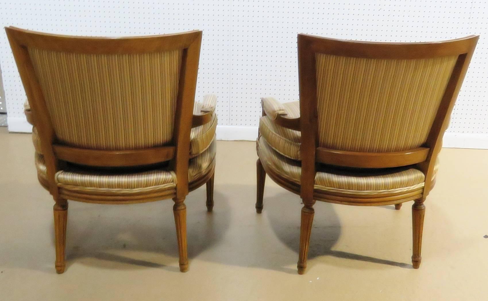 Upholstery Pair of Sloane Louis XVI Style Armchairs