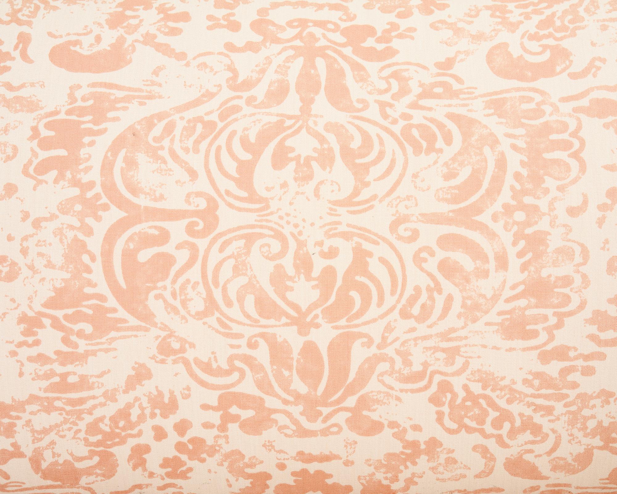 Pair of Slope Arm Sofas Fortuny Style Apricot Fabric For Sale 4