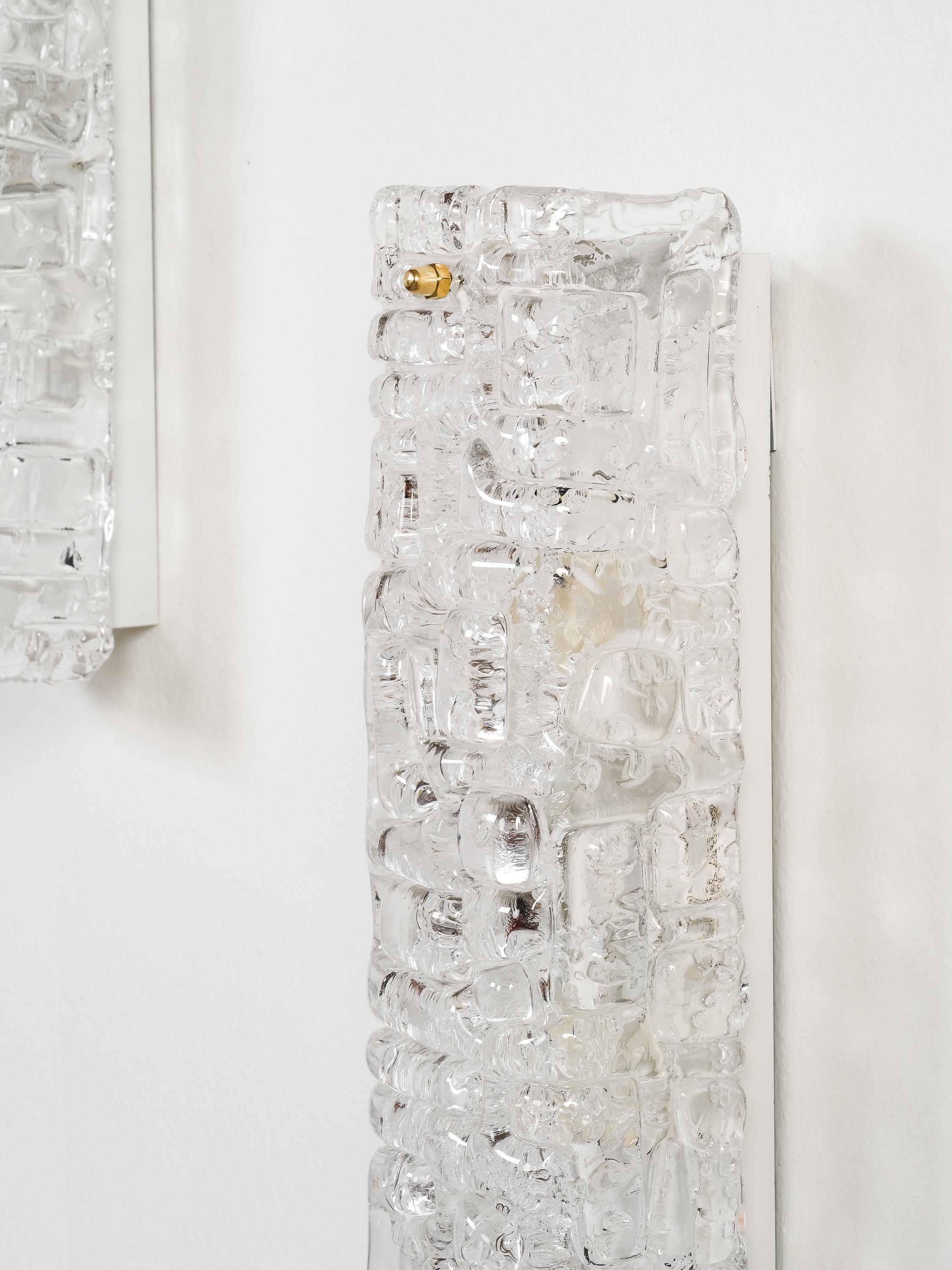 Scandinavian Modern Pair of 'Slovenia' Glass Wall Lamps by Fagerhults Belysning, Sweden, 1960s For Sale