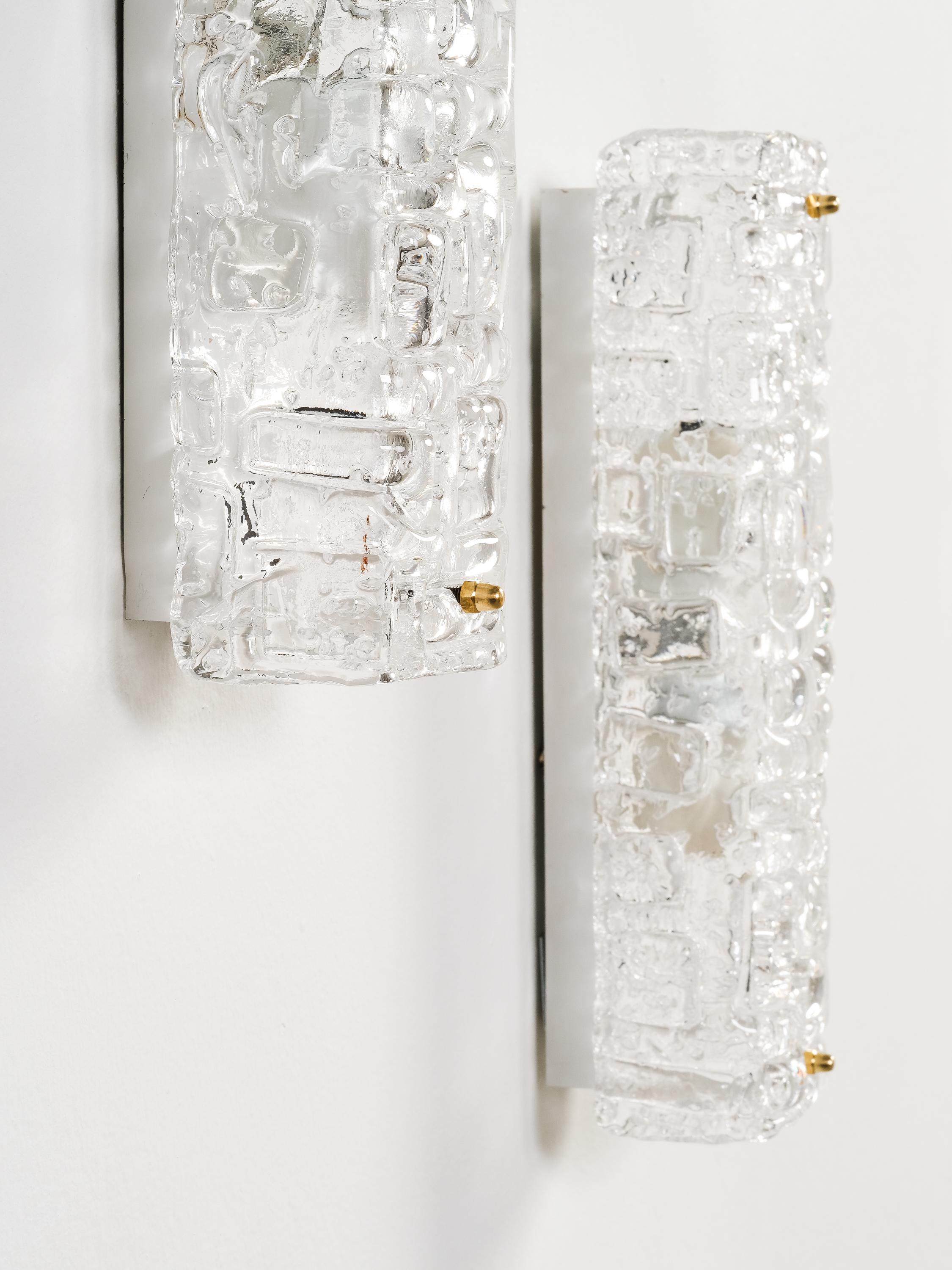 Swedish Pair of 'Slovenia' Glass Wall Lamps by Fagerhults Belysning, Sweden, 1960s For Sale
