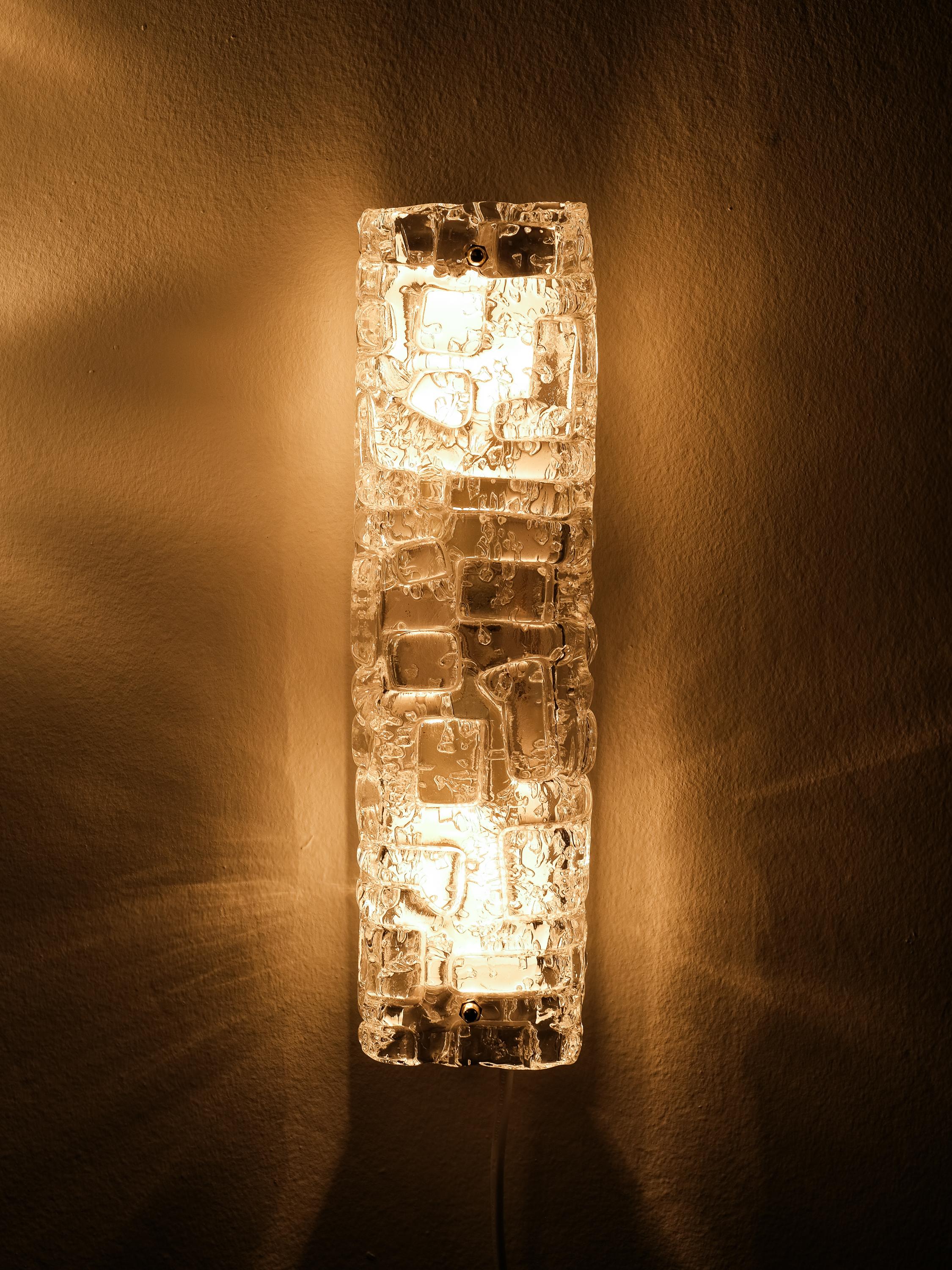 Metal Pair of 'Slovenia' Glass Wall Lamps by Fagerhults Belysning, Sweden, 1960s For Sale