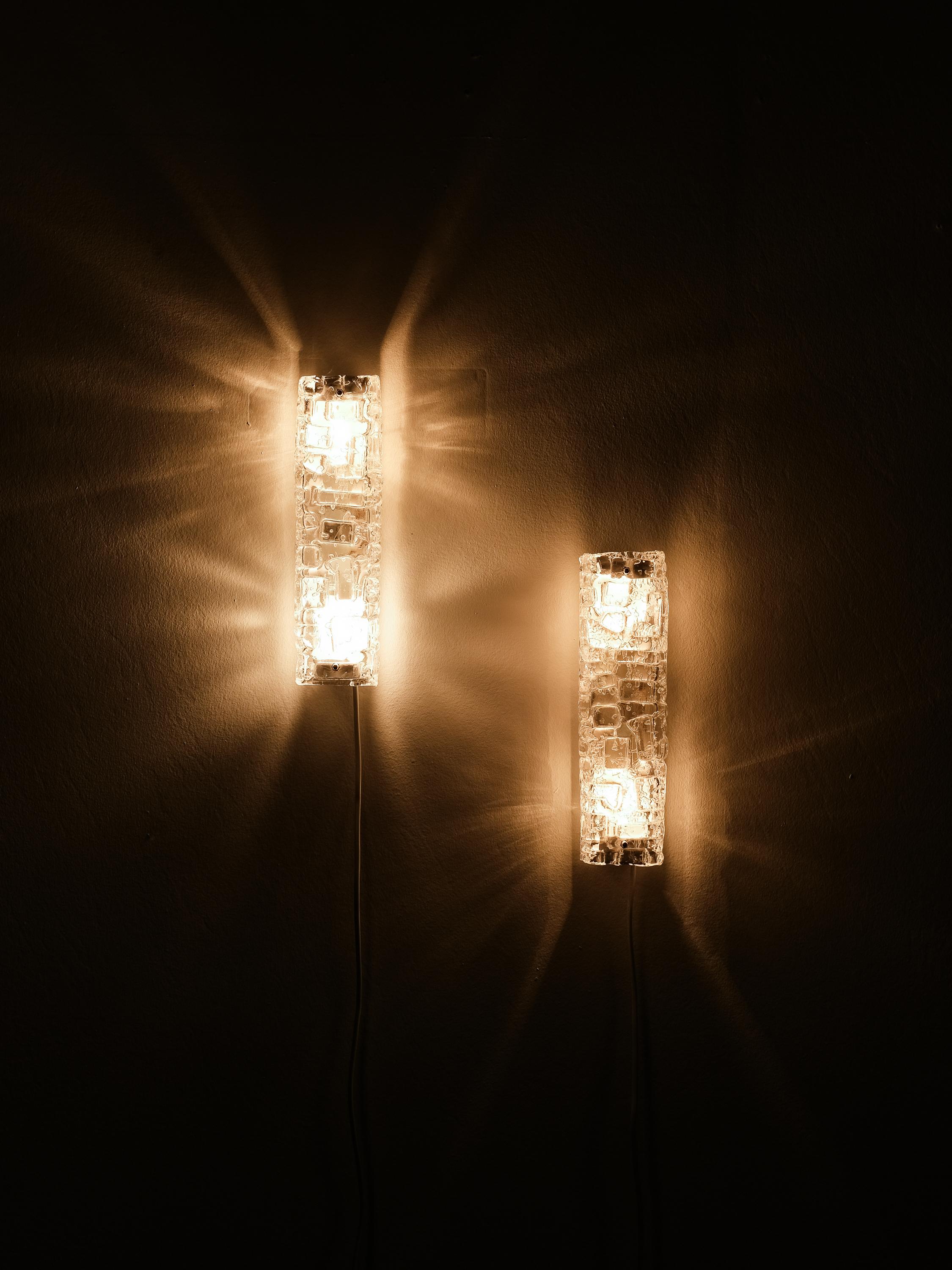 Pair of 'Slovenia' Glass Wall Lamps by Fagerhults Belysning, Sweden, 1960s For Sale 1