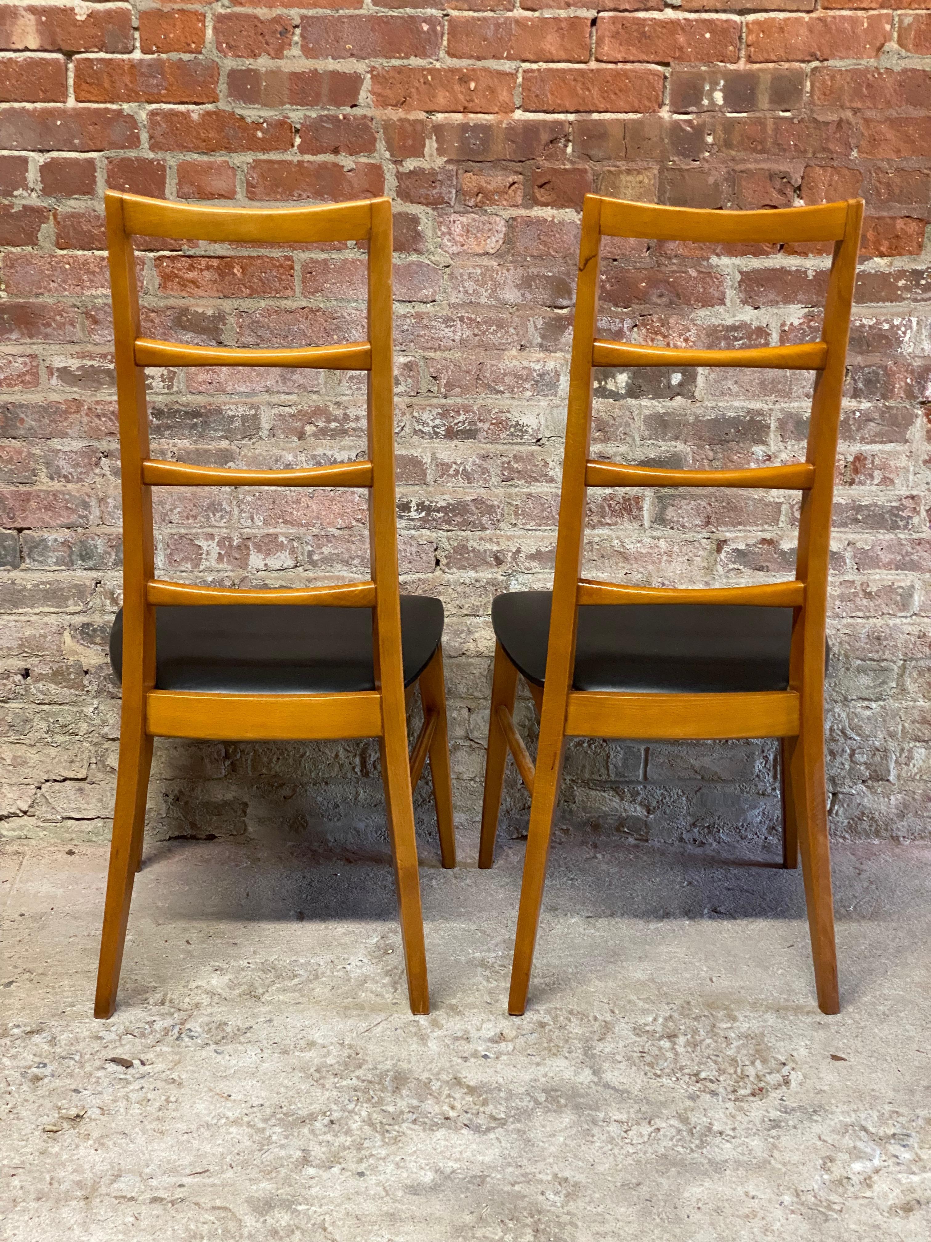 Pair of Slovenian Mid-Century Modern Ladder Back Side Chairs Manner of Koefoed 1