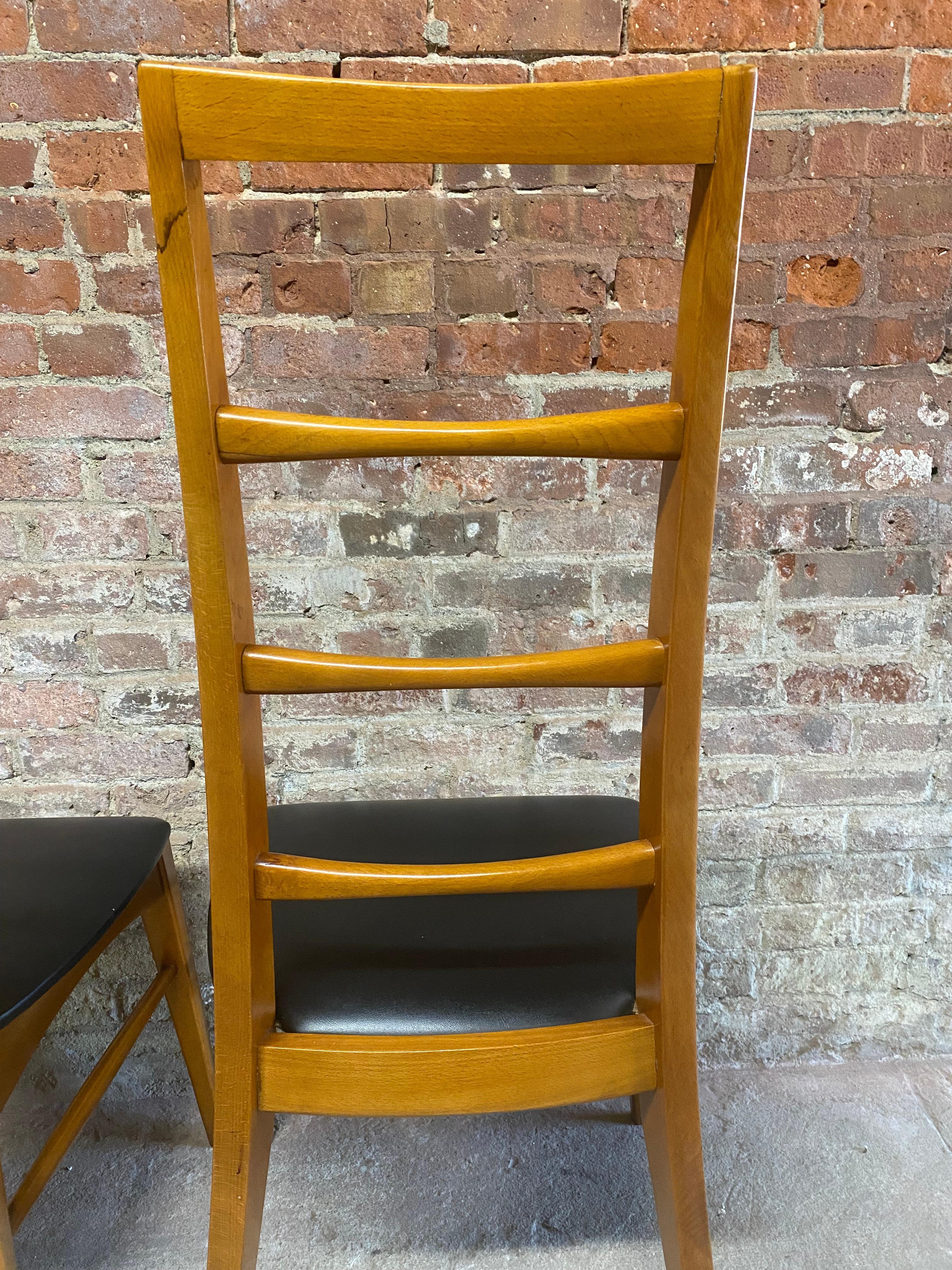 Pair of Slovenian Mid-Century Modern Ladder Back Side Chairs Manner of Koefoed 3