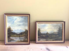 Pair of small 18th-century European mountain paintings