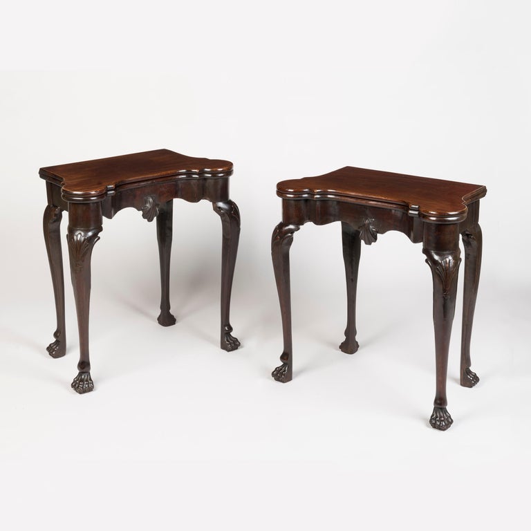 Pair of Small 18th Century II Mahogany Card Tables For Sale at