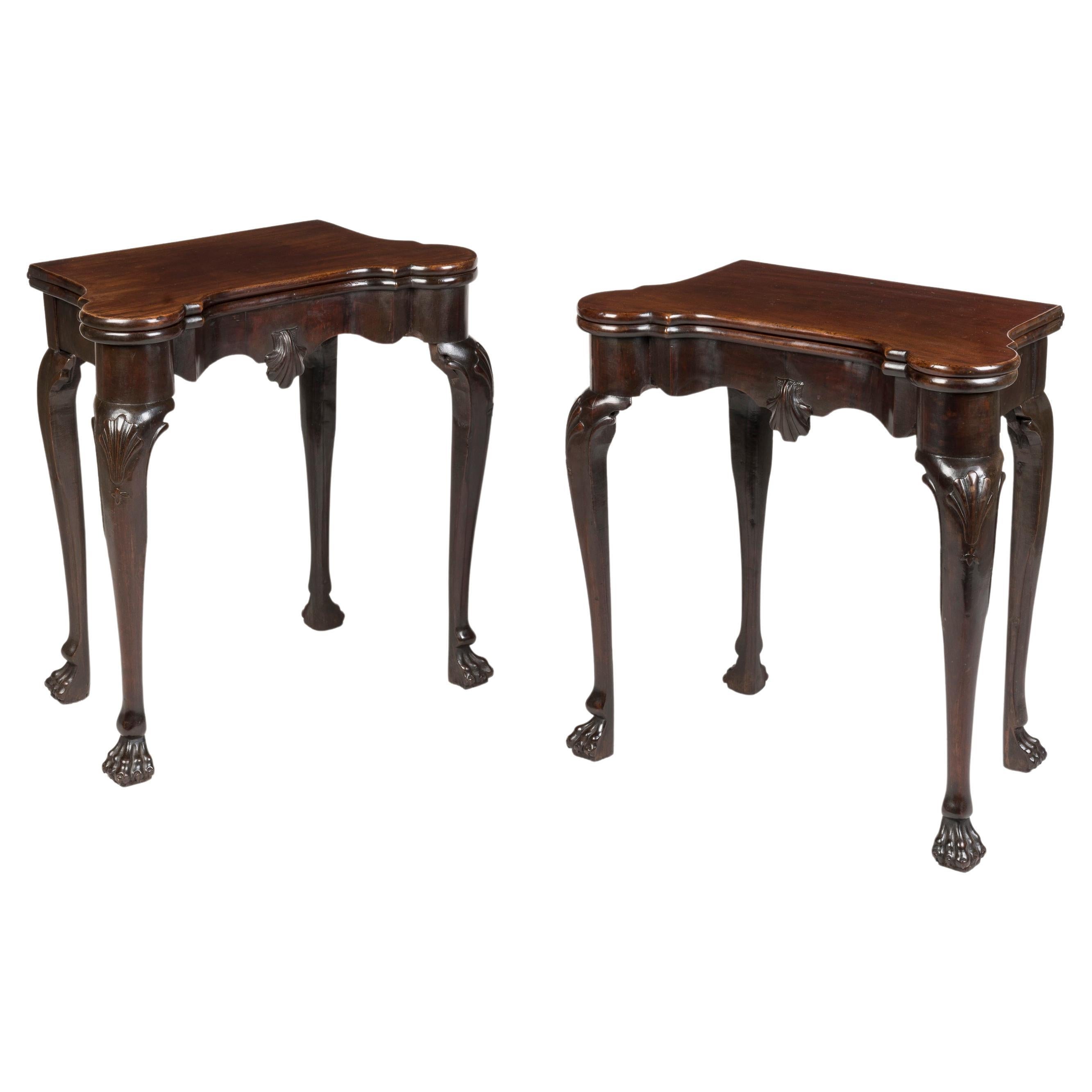 Pair of Small 18th Century George II Mahogany Card Tables For Sale