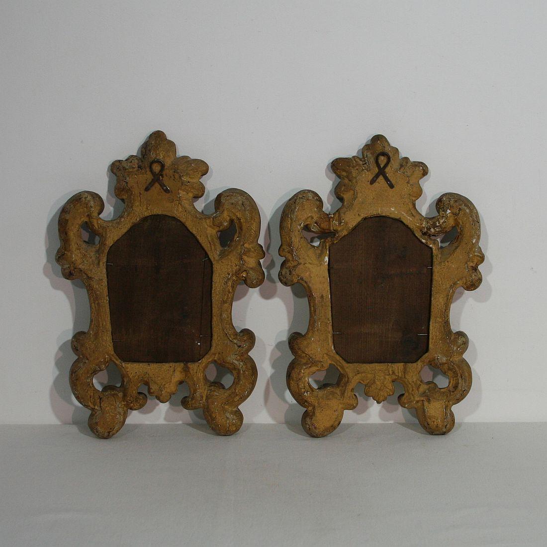 Pair of Small 18th Century, Italian Baroque Giltwood Mirrors 6