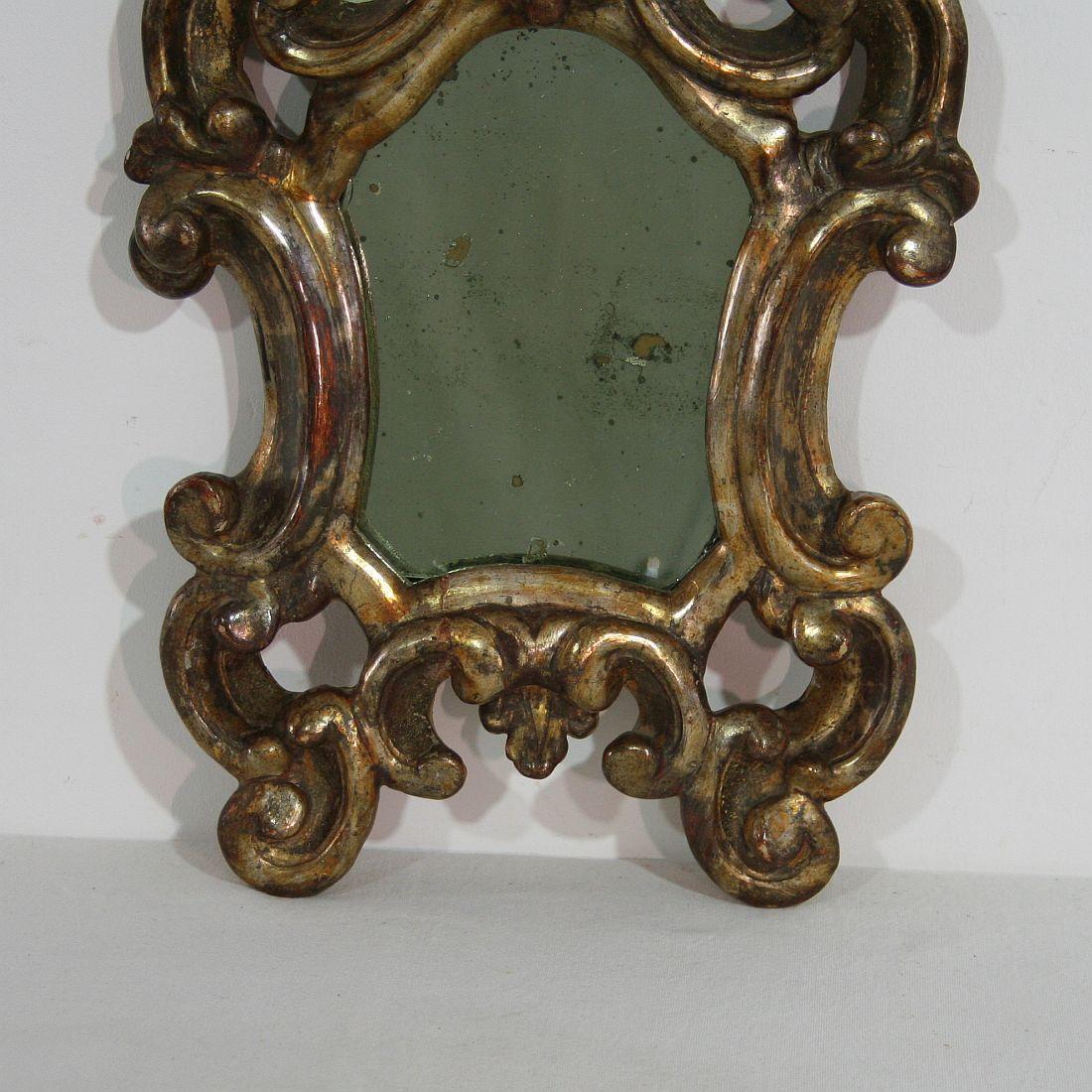 Pair of Small 18th Century, Italian Baroque Giltwood Mirrors 5