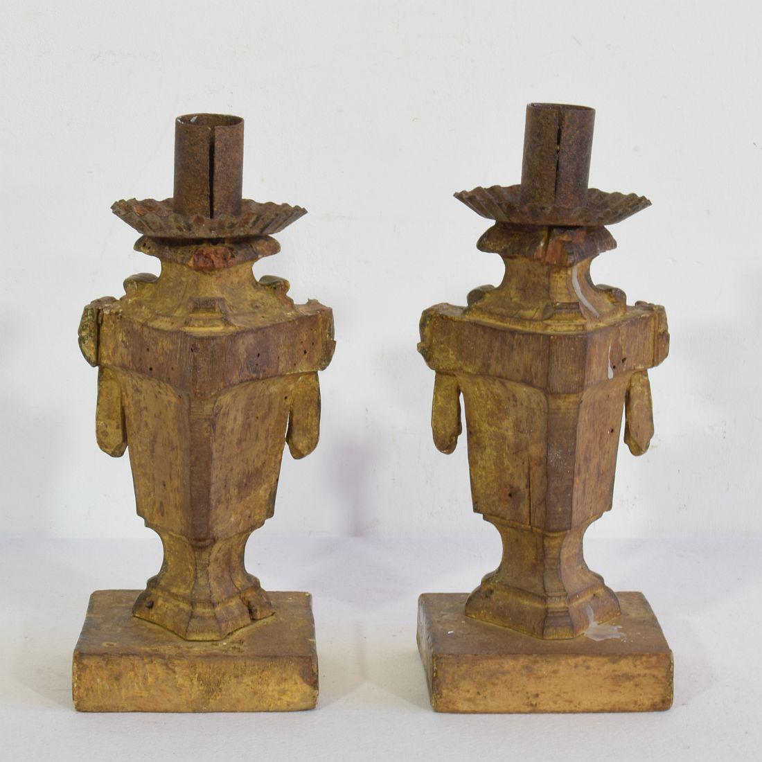 Pair of Small 18th Century Italian Neoclassical Candleholders / Candlesticks For Sale 2