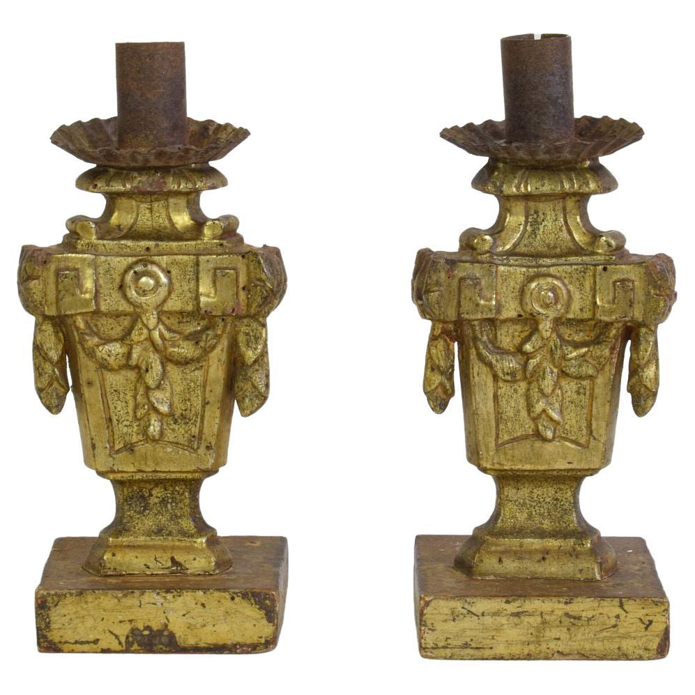 Pair of Small 18th Century Italian Neoclassical Candleholders / Candlesticks For Sale