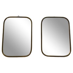 Vintage Pair Of Small 1950S Italian Brass Framed Mirrors