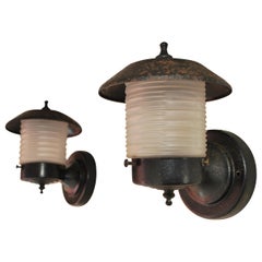 Pair of small 1950's outdoor sconces