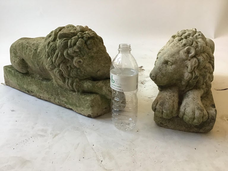 Pair of Small 1960s Concrete Lions at 1stDibs concrete lions for sale