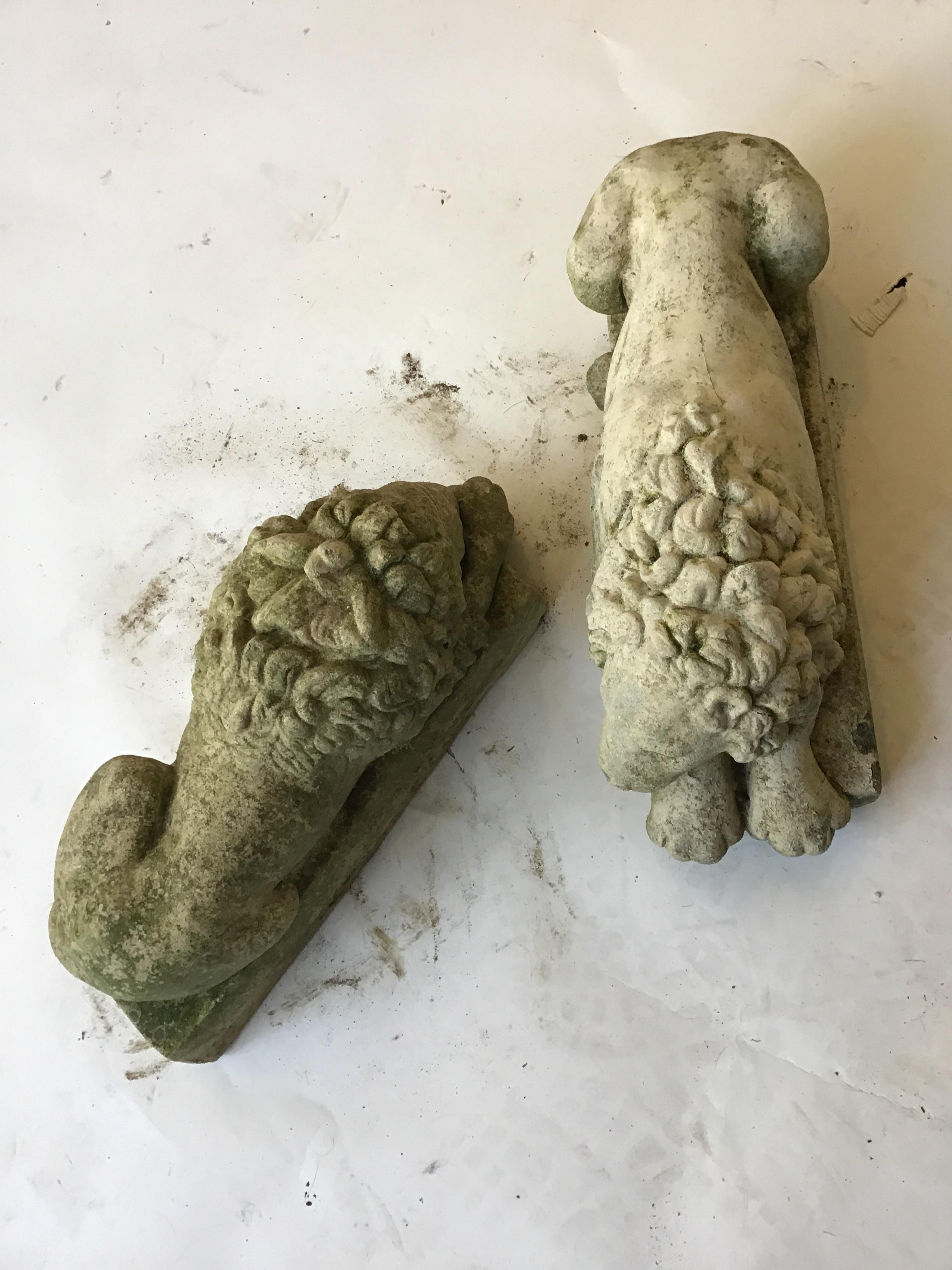 Pair of Small 1960s Concrete Lions 1