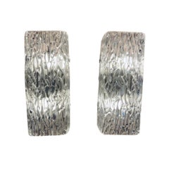 Pair of Small 1960s Kalmar Waved Textured Glass & Metal Wall Lights or Sconces