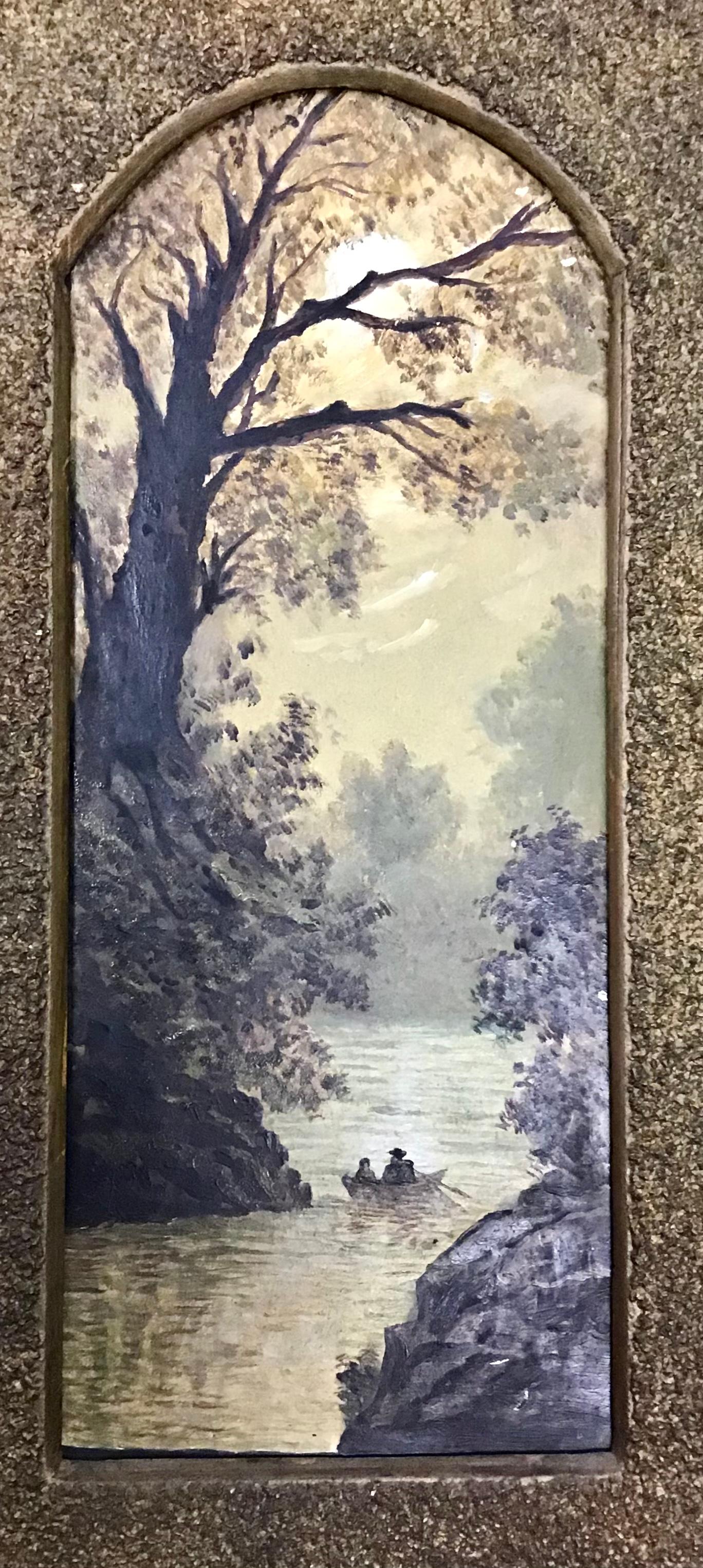 Pair of Small 19th C. Framed Italian River Paintings In Good Condition In West Hartford, CT