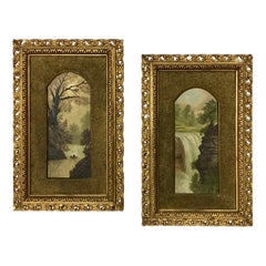 Pair of Small 19th C. Framed Italian River Paintings