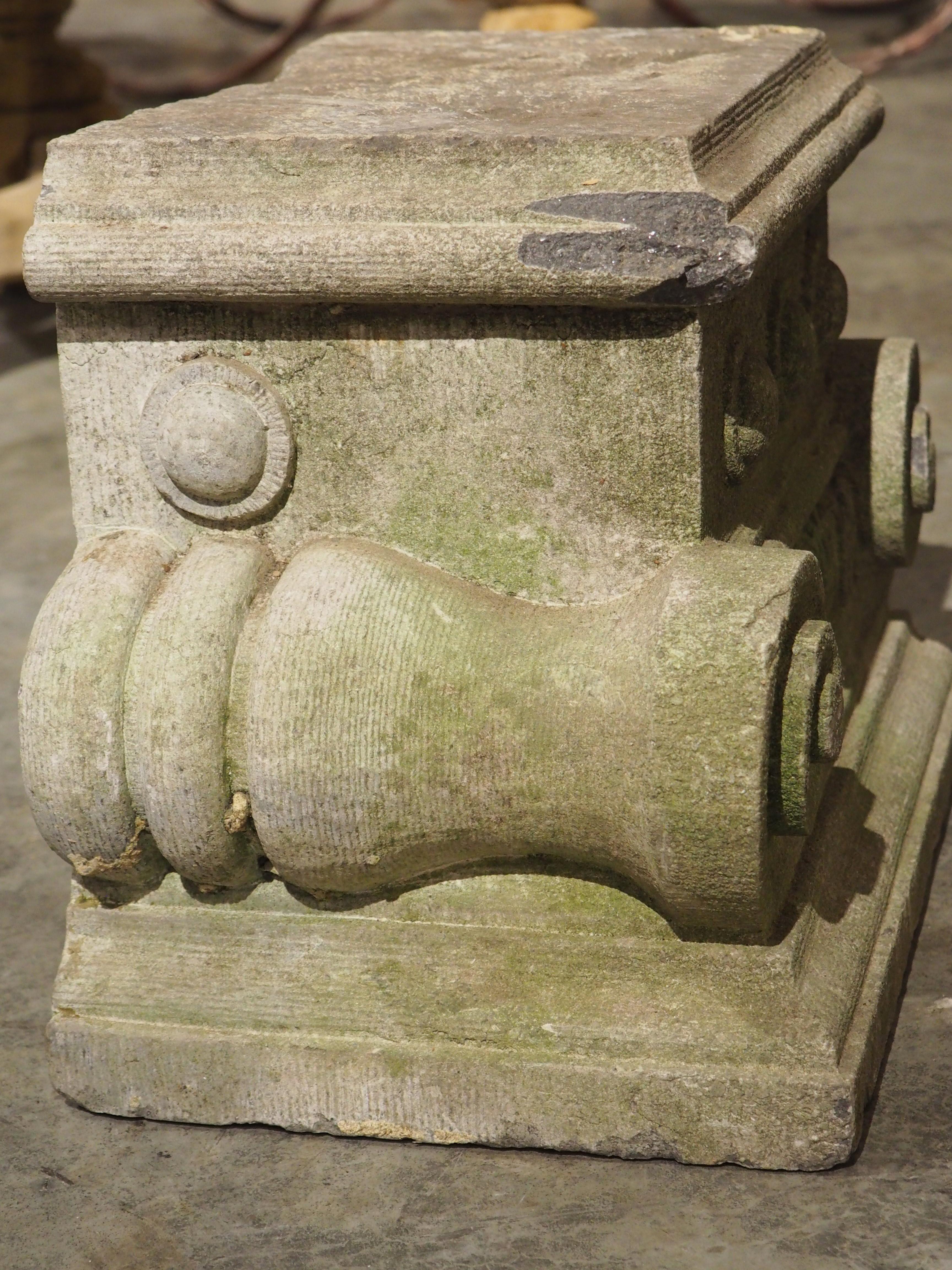 Pair of Small 19th Century Carved Belgian Bluestone Capitals 3