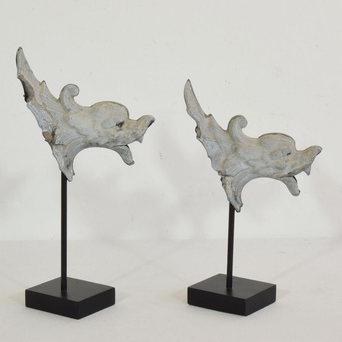 Pair of Small 19th Century French Zinc Roof Ornaments/ Gargoyles 2