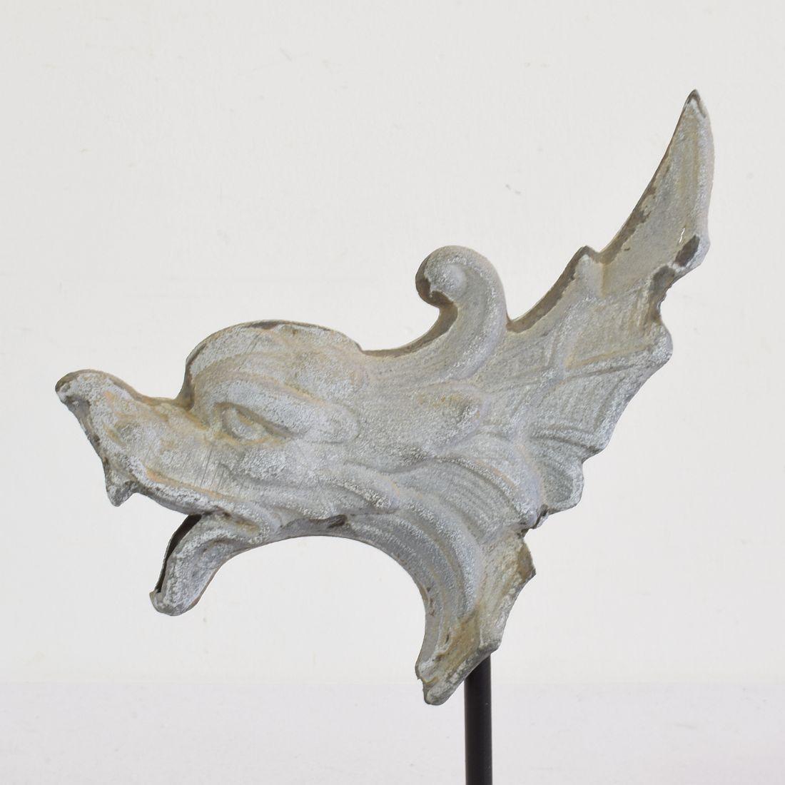 Pair of Small 19th Century French Zinc Roof Ornaments/ Gargoyles 5