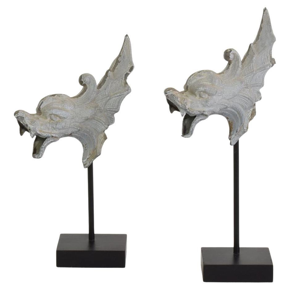 Pair of Small 19th Century French Zinc Roof Ornaments/ Gargoyles