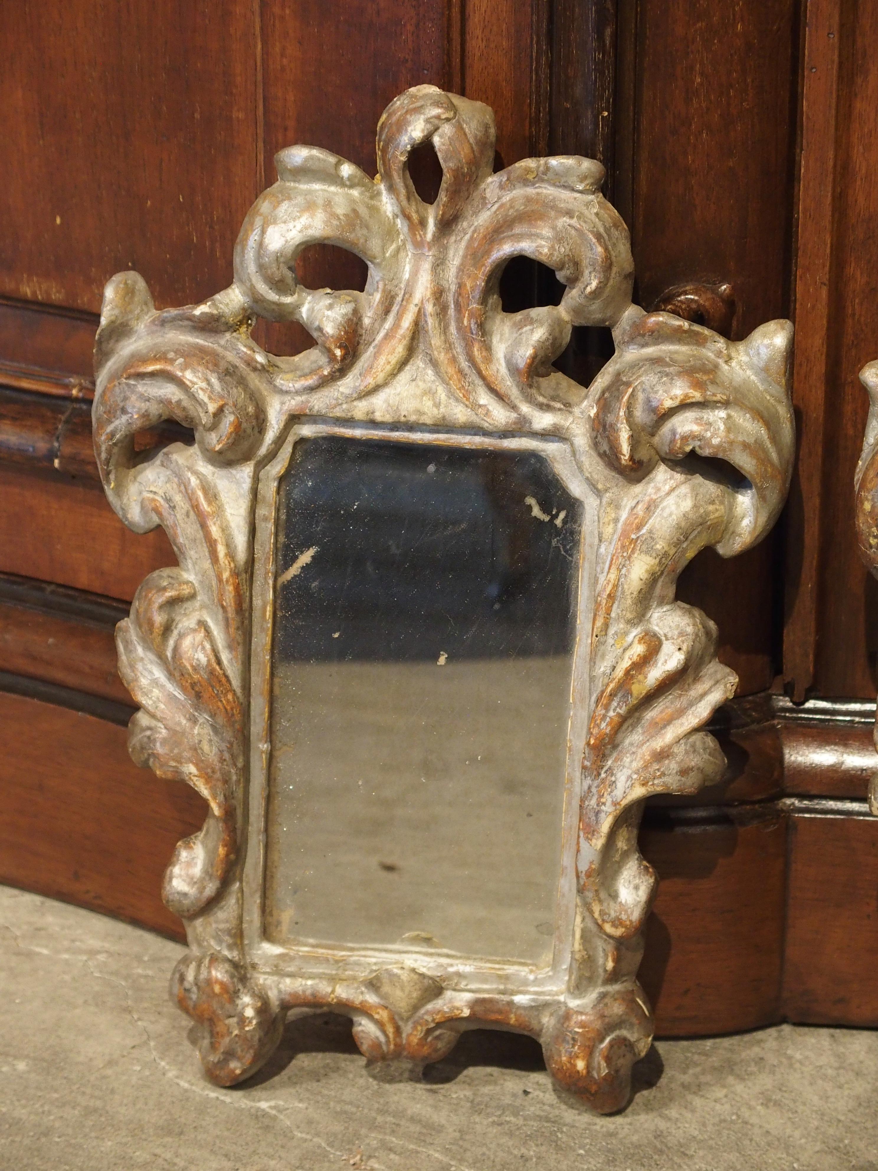Pair of Small 19th Century Italian Silver Gilt Mirrors In Good Condition In Dallas, TX